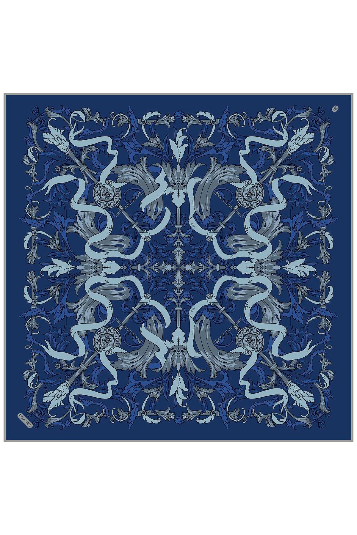Barok Kurdele Desenli Twill İpek Eşarp