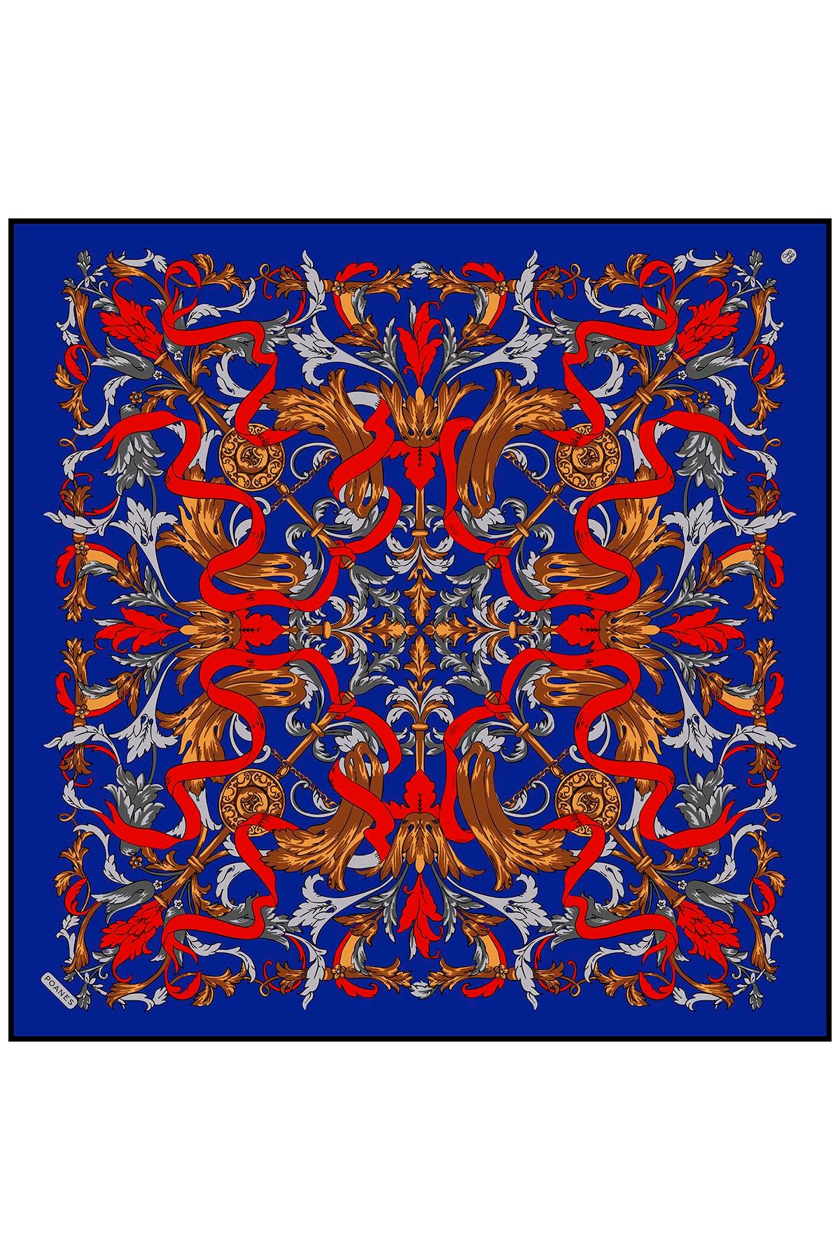 Barok Kurdele Desenli Twill İpek Eşarp