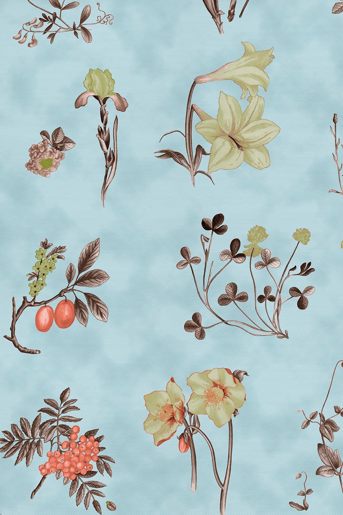 Botanik Desenli Twill İpek Eşarp