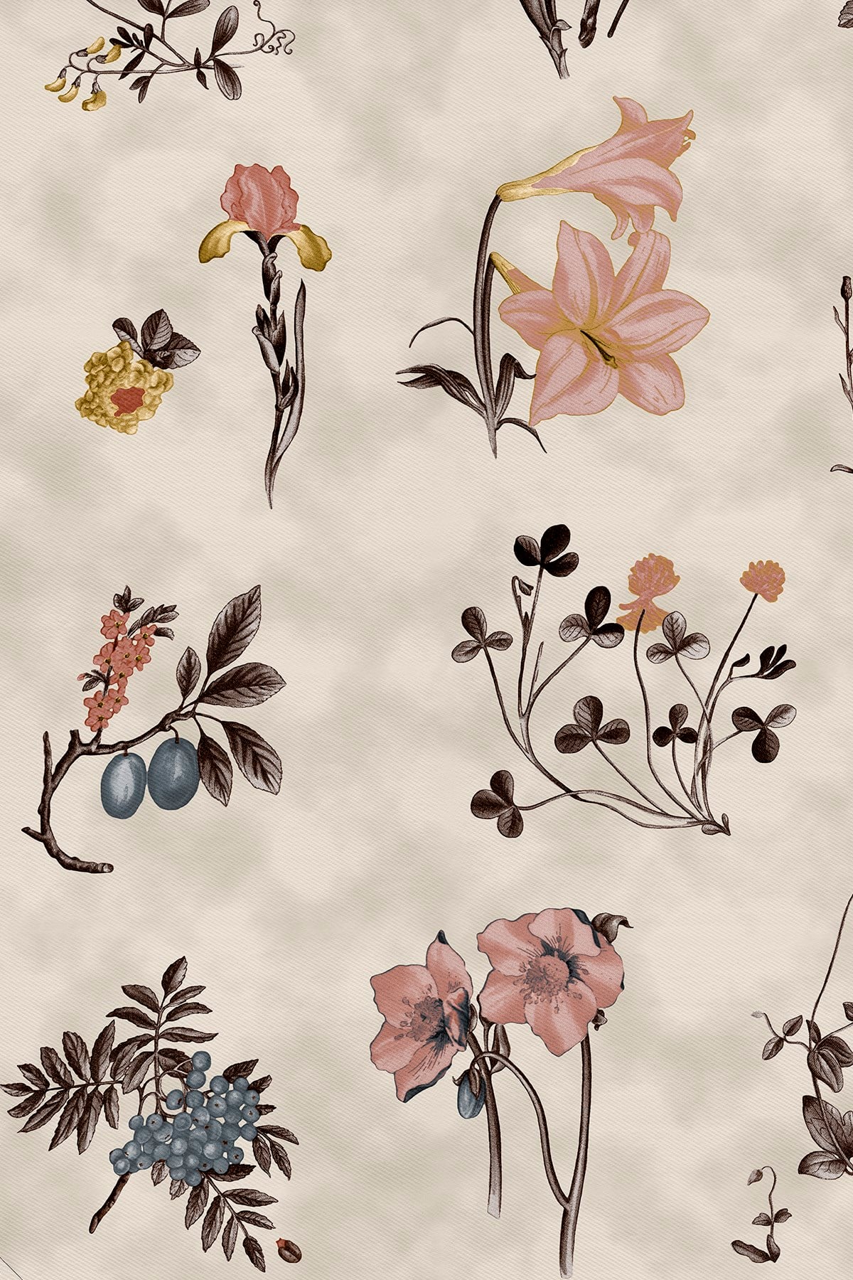 Botanik Desenli Twill İpek Eşarp