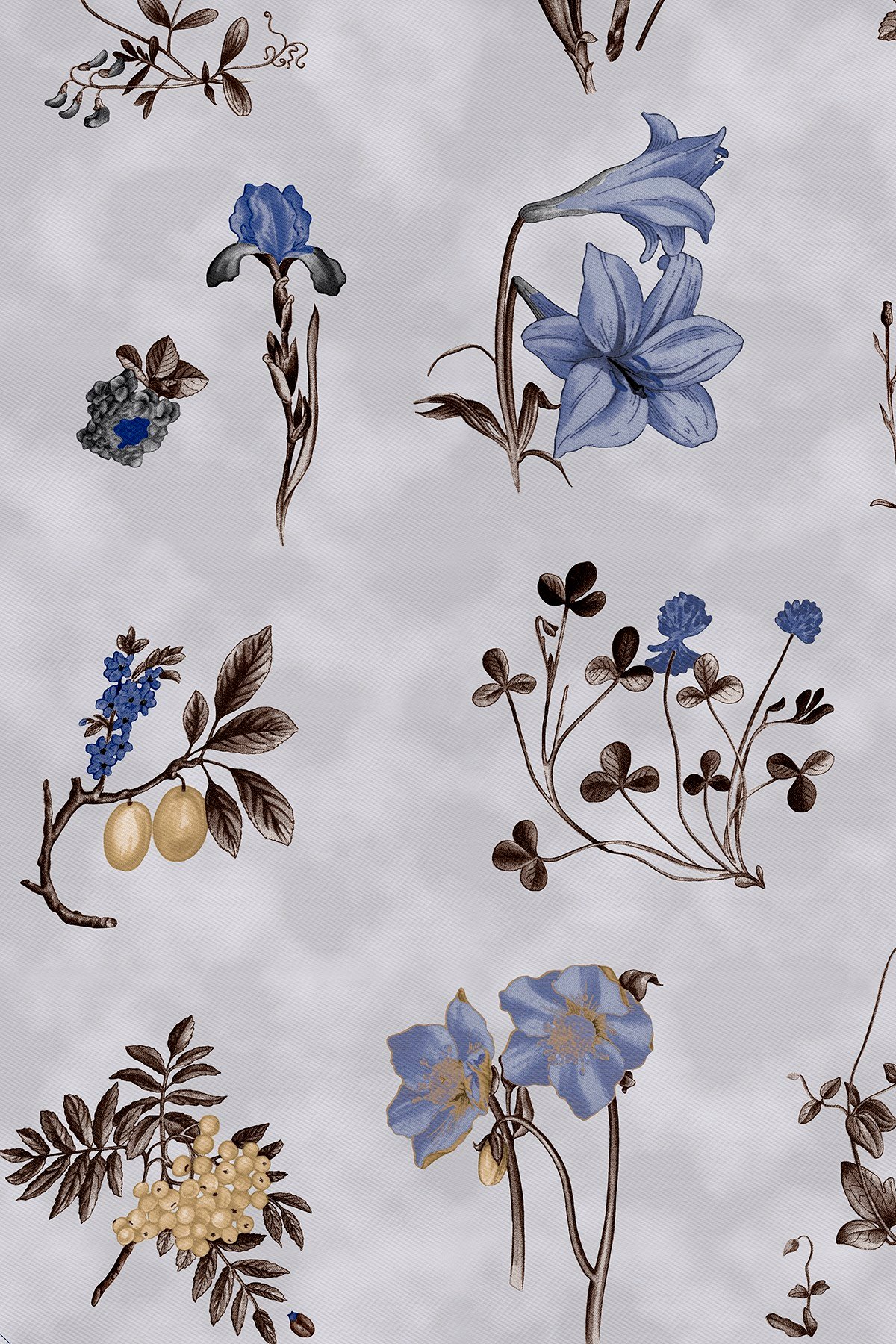 Botanik Desenli Twill İpek Eşarp