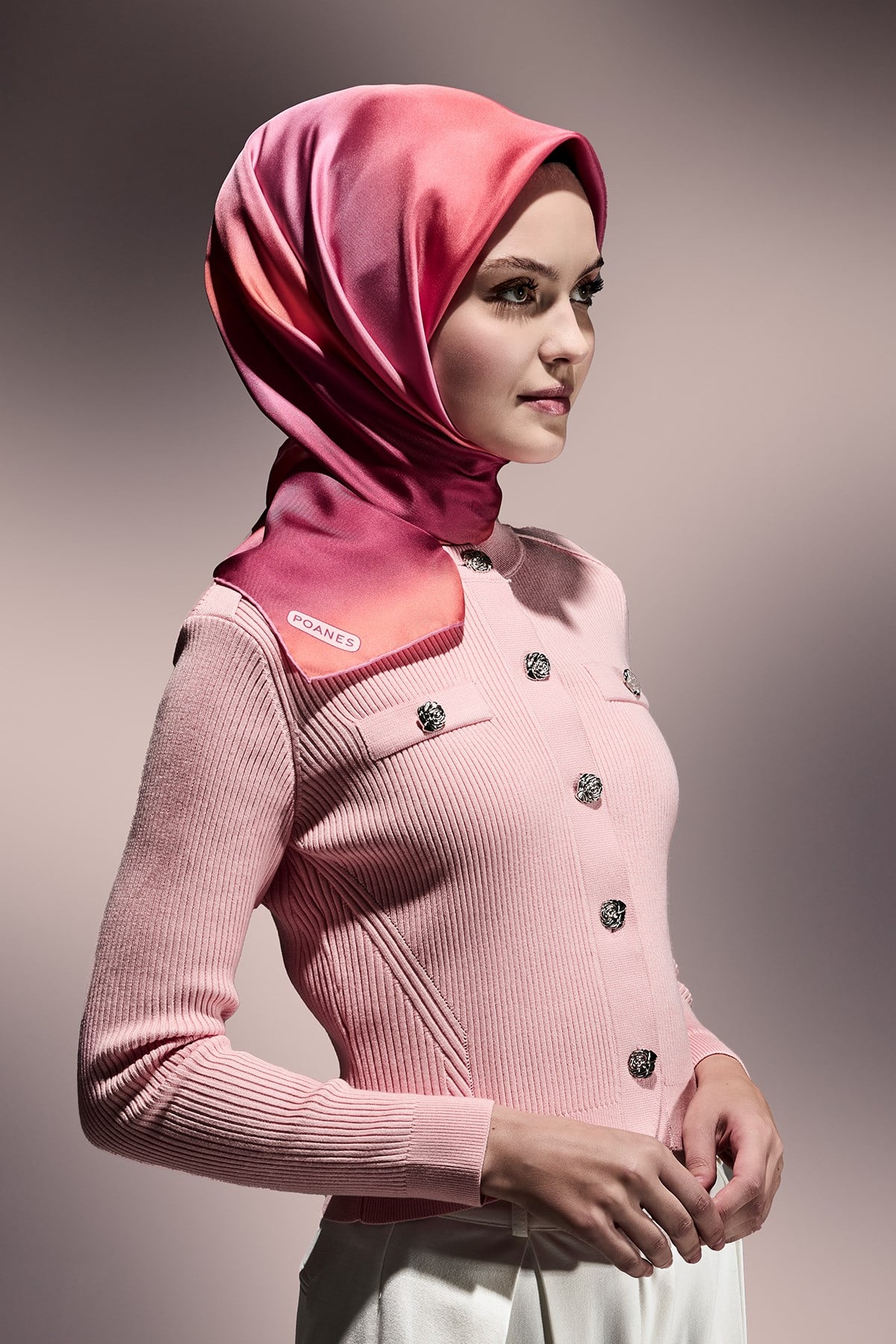 Degrade Geçiş Desenli Twill İpek Eşarp