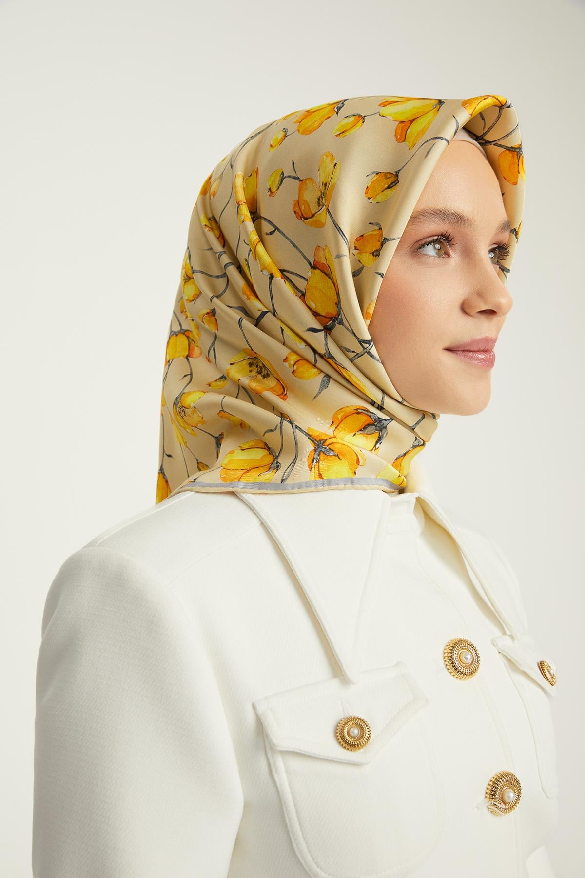 DESENLİ ÇİFT TARAFLI TWILL İPEK EŞARP