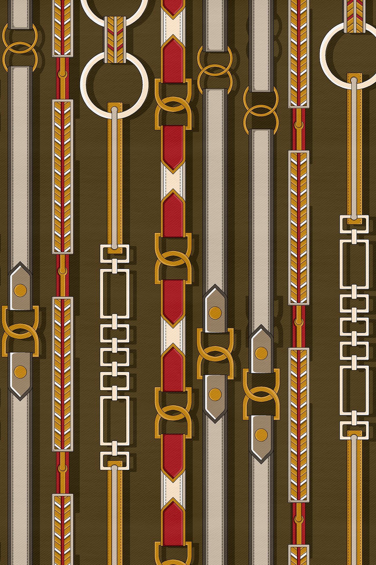 Dikey Ritim Desenli Twill İpek Eşarp