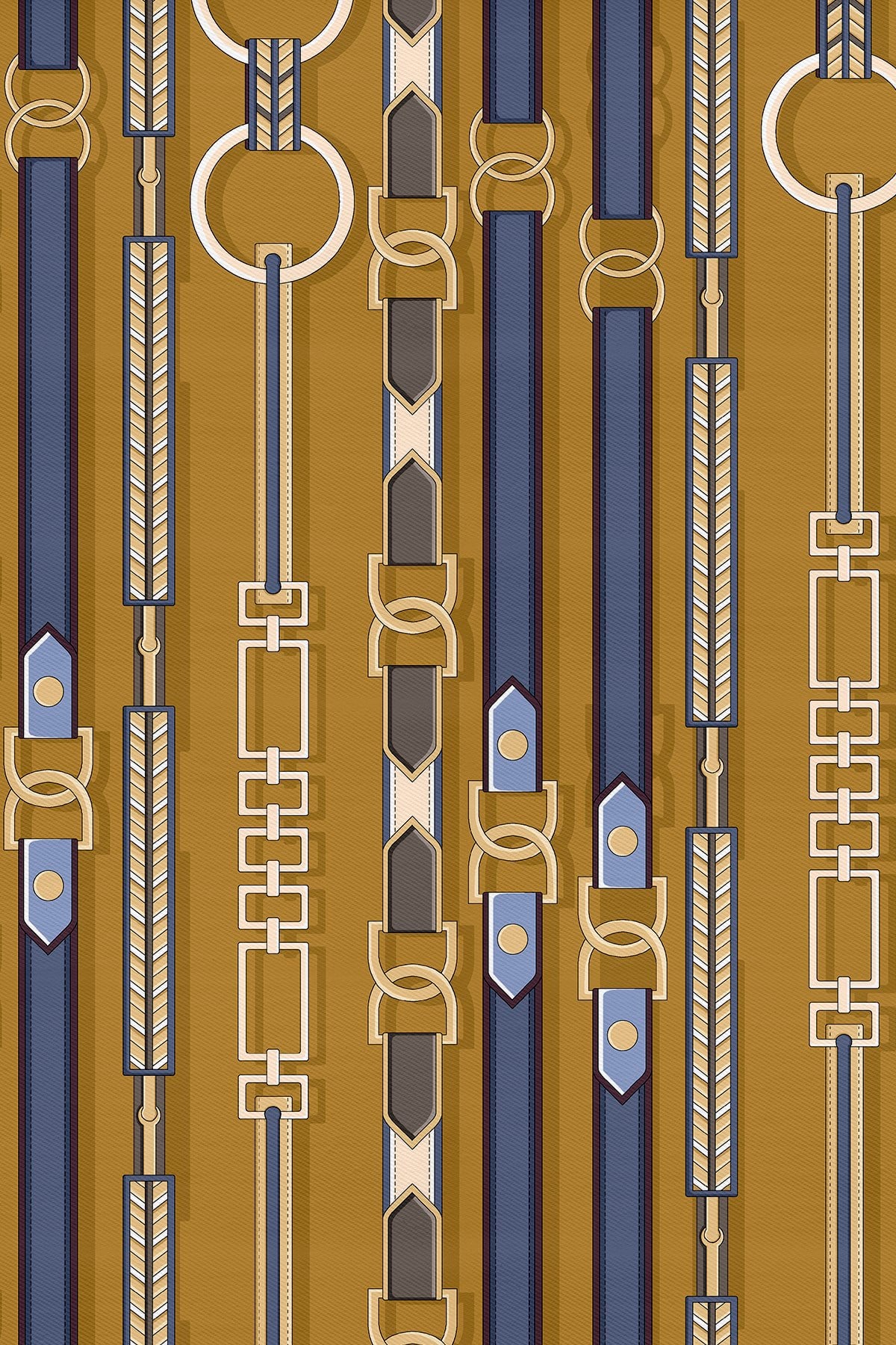 Dikey Ritim Desenli Twill İpek Eşarp