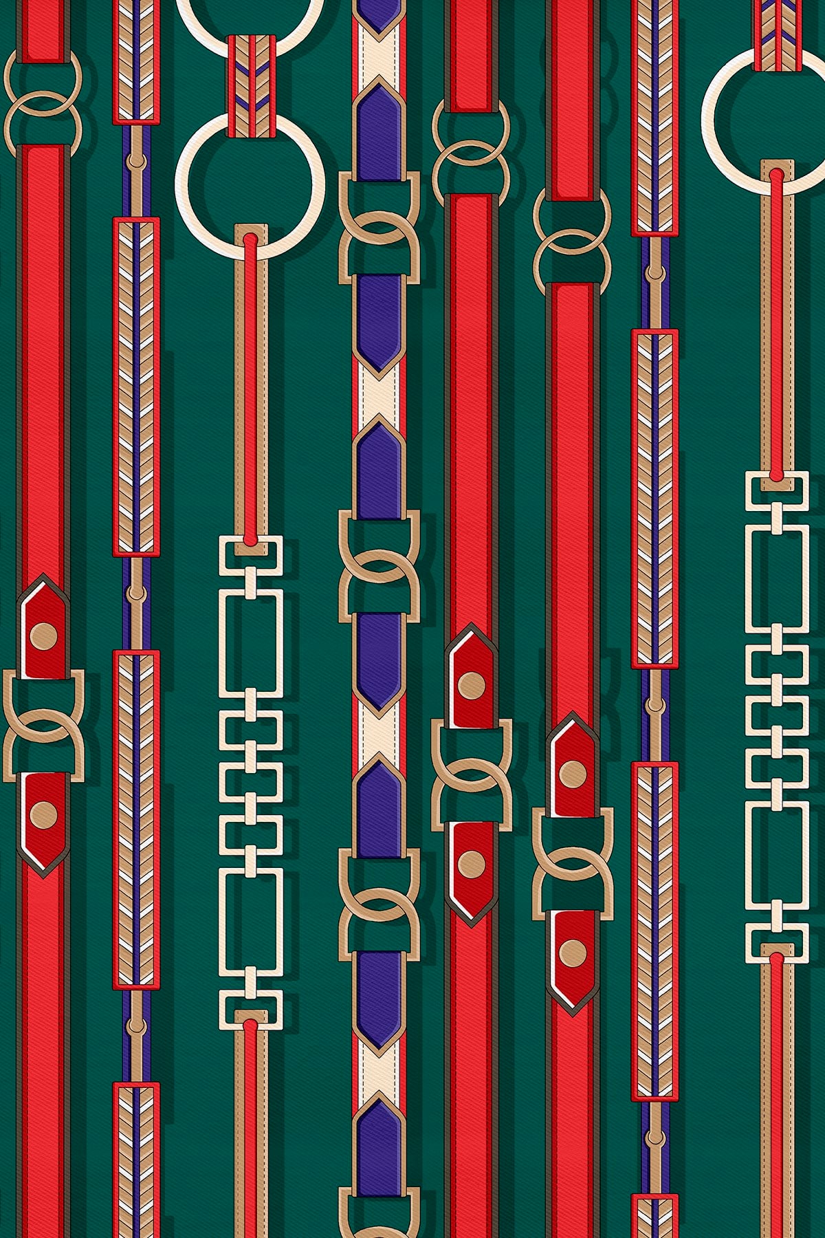 Dikey Ritim Desenli Twill İpek Eşarp