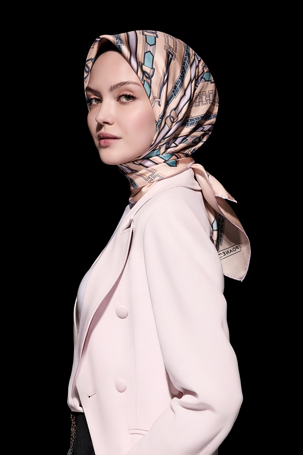 Dikey Ritim Desenli Twill İpek Eşarp