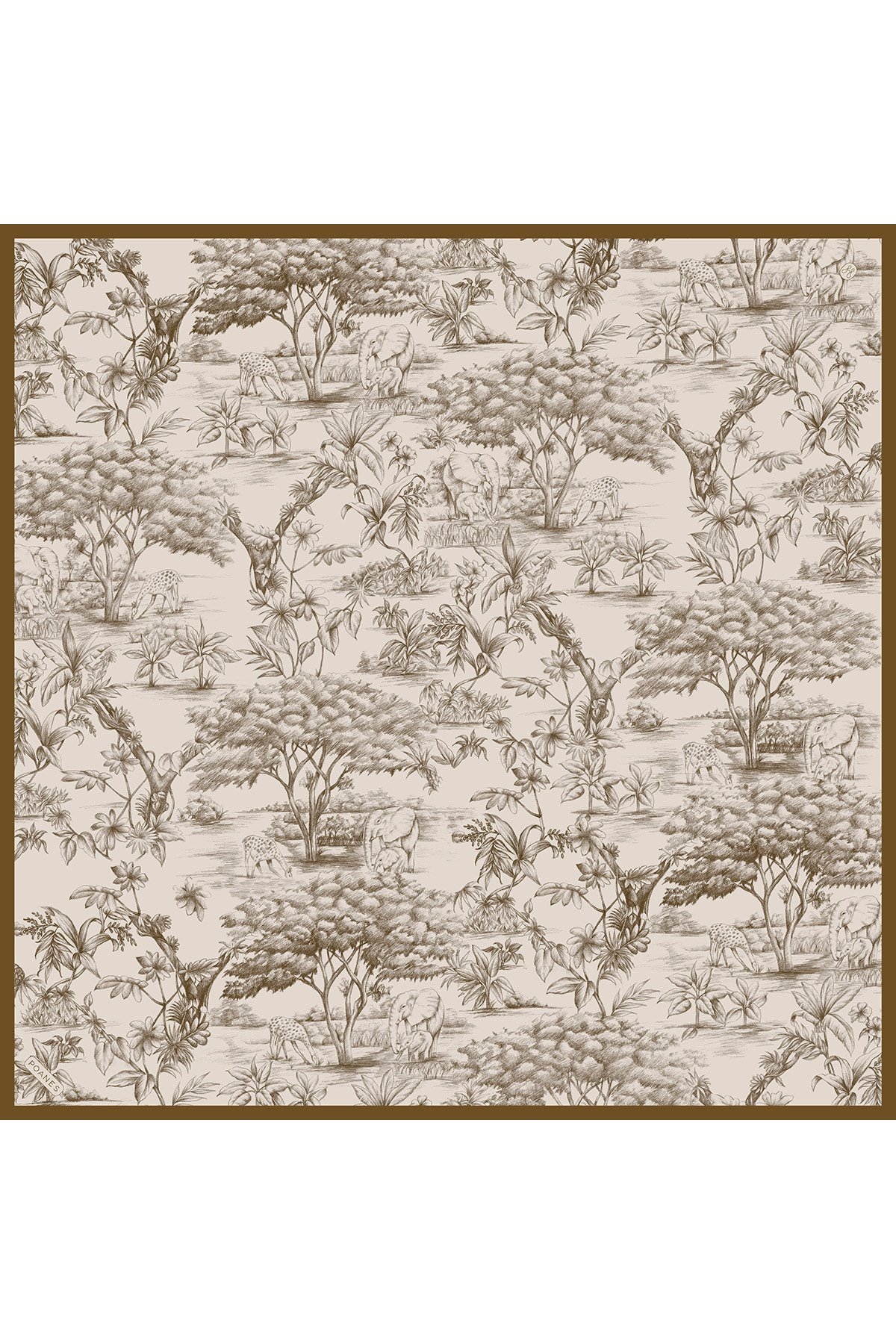 Eskiz Desenli Twill İpek Eşarp