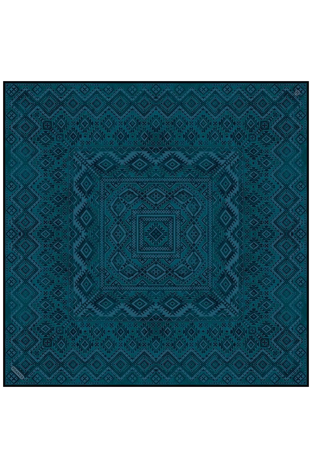 Etnik Desenli Twill İpek Eşarp