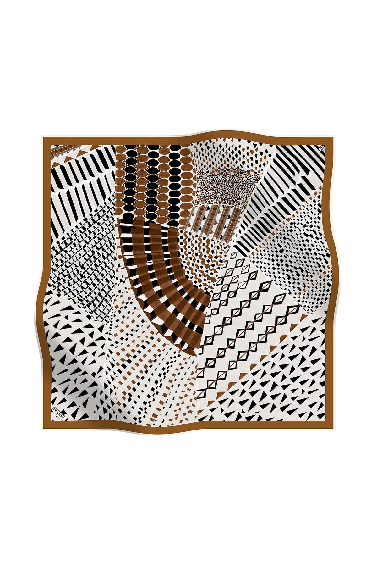 GEOMETRİ DESENLİ TWILL İPEK EŞARP