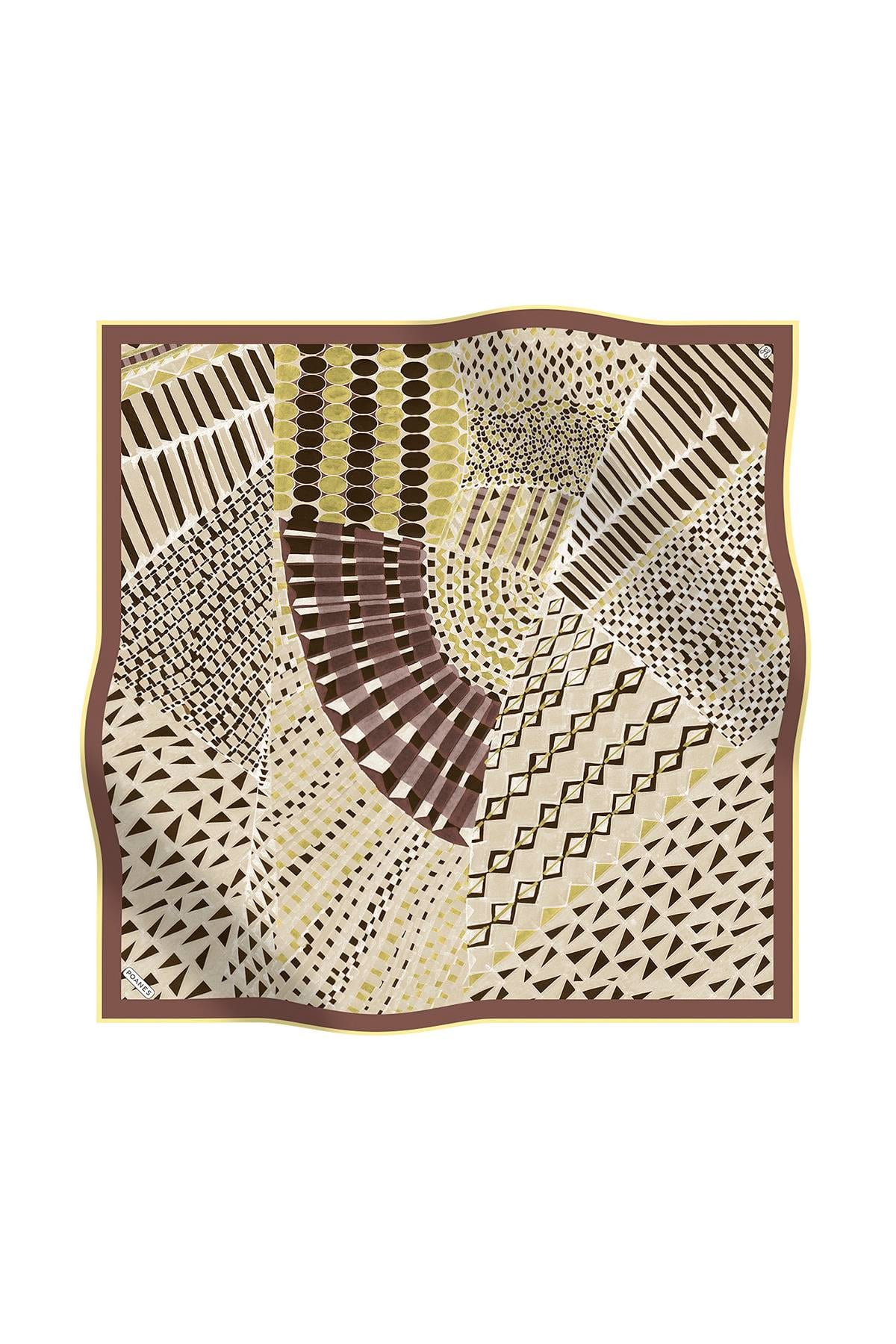 GEOMETRİ DESENLİ TWILL İPEK EŞARP