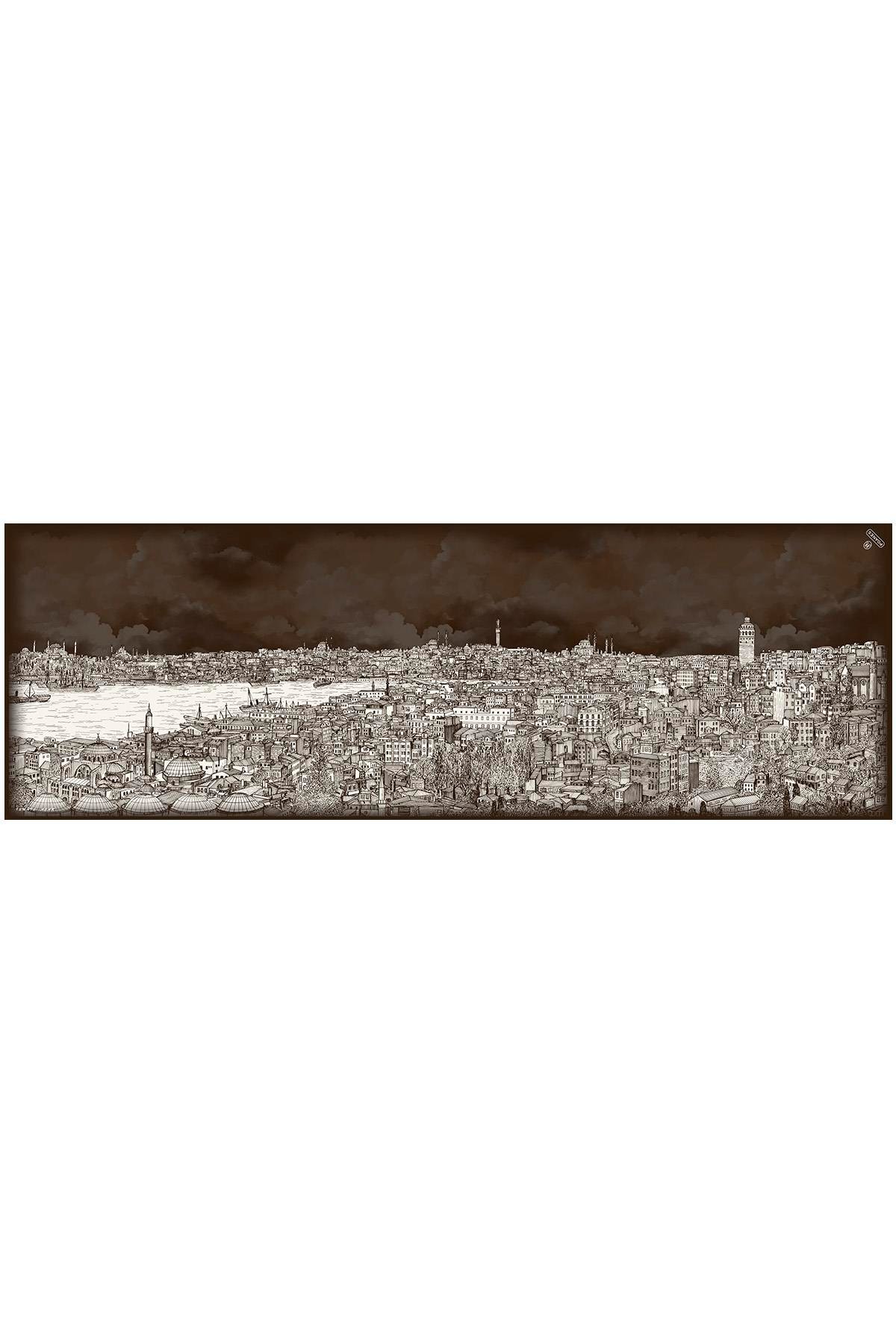 İstanbul Desenli Krep İpek Şal