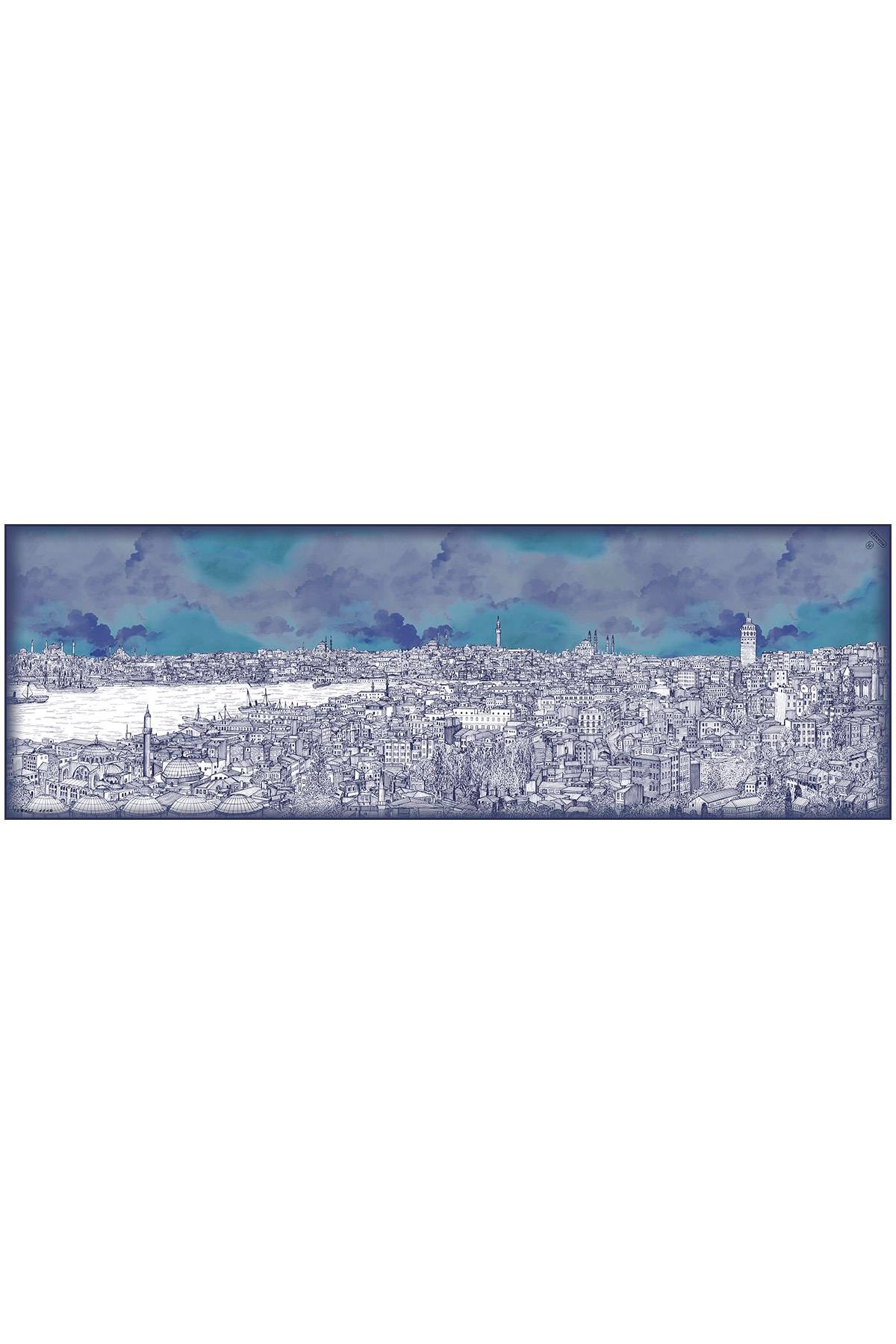 İstanbul Desenli Krep İpek Şal