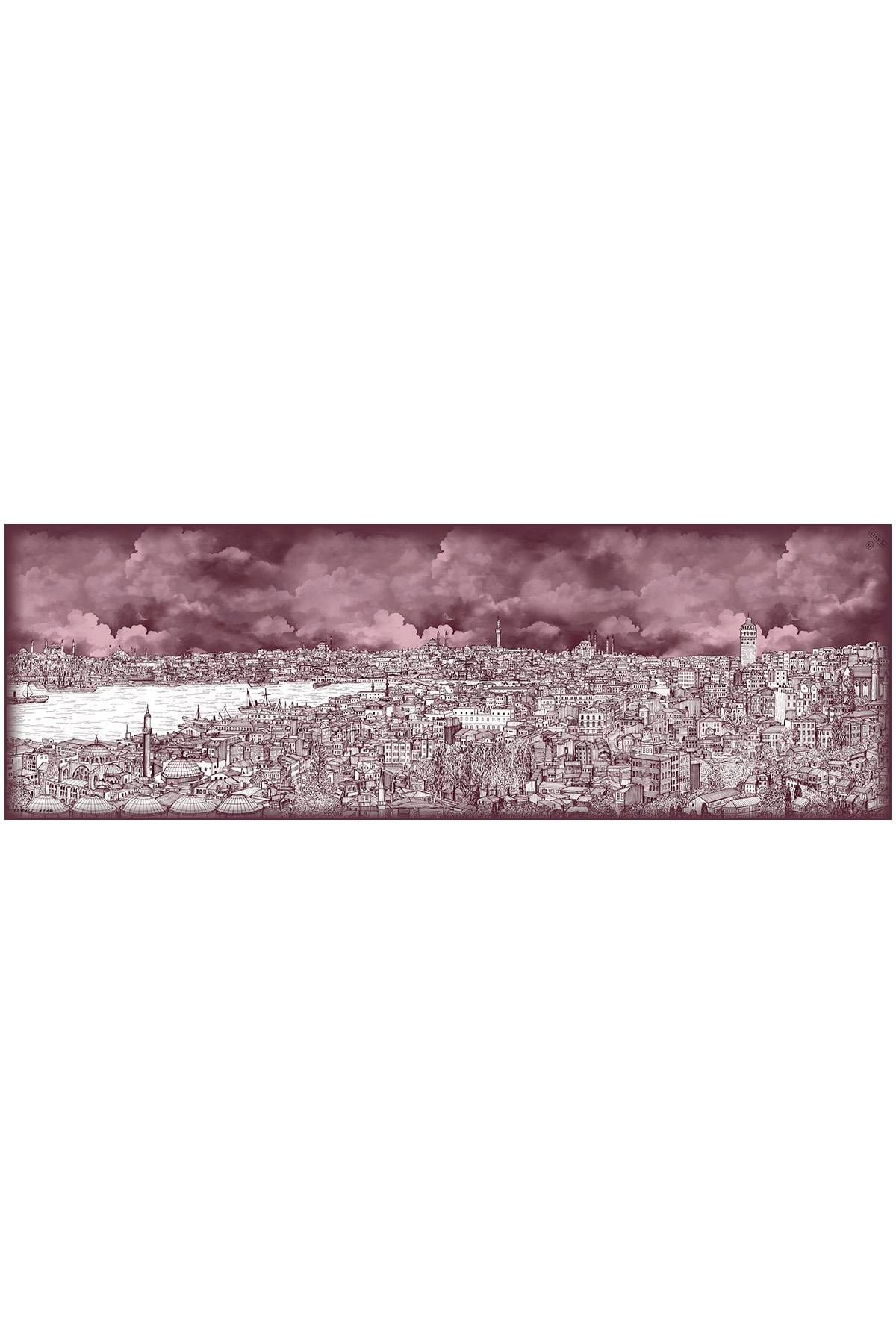 İstanbul Desenli Krep İpek Şal