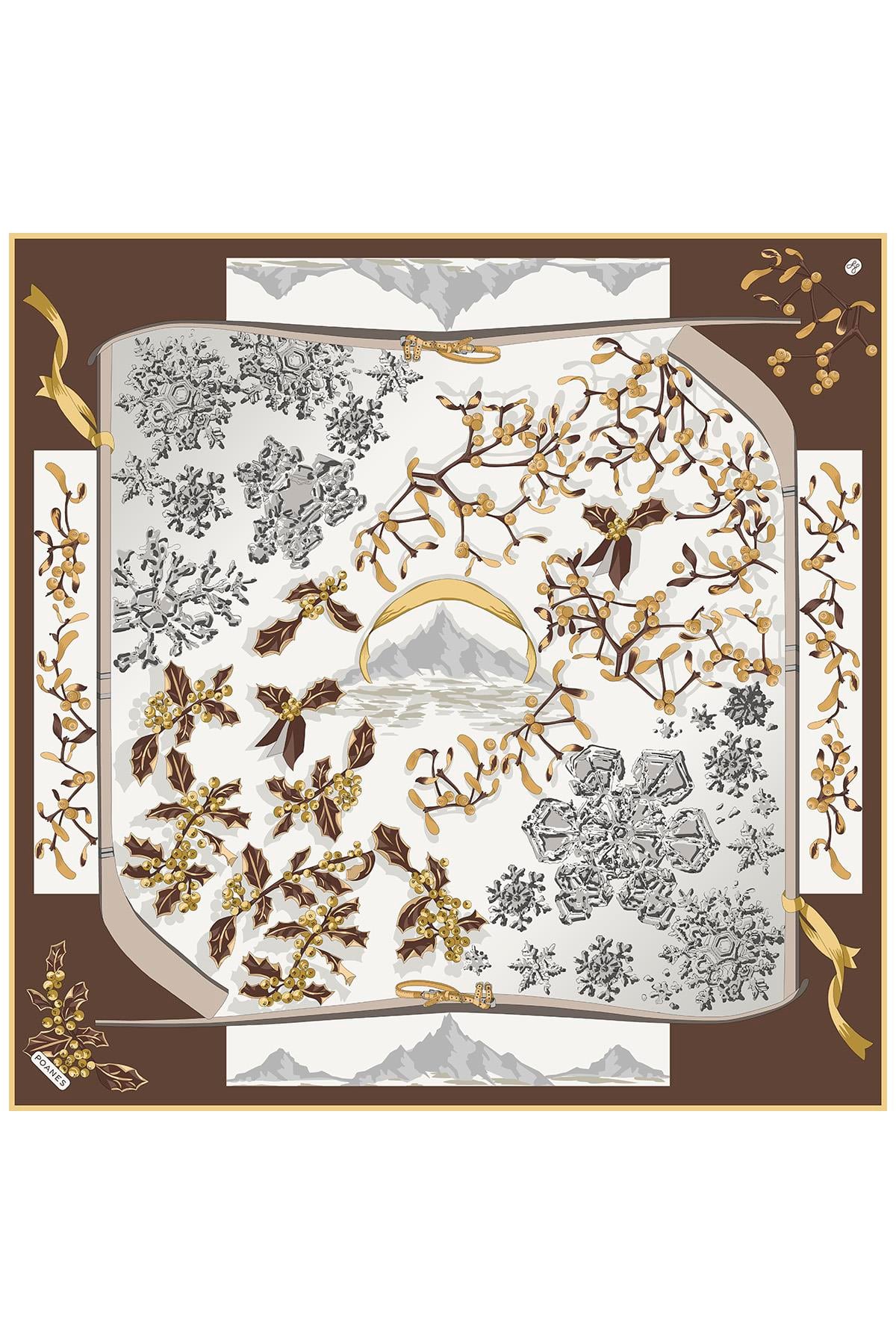 Kar Tanesi Desenli Twill İpek Eşarp