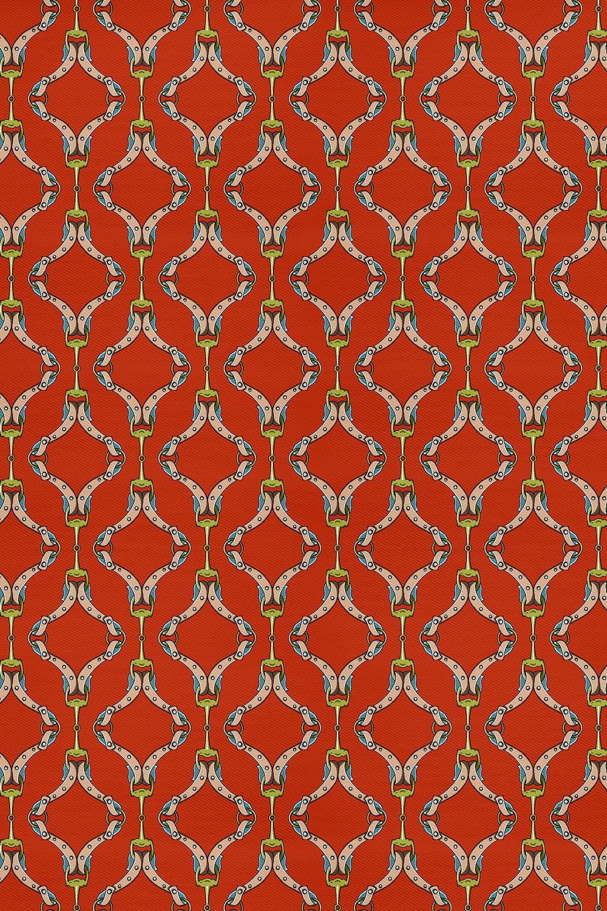 Kement Zincir Desenli Twill İpek Eşarp