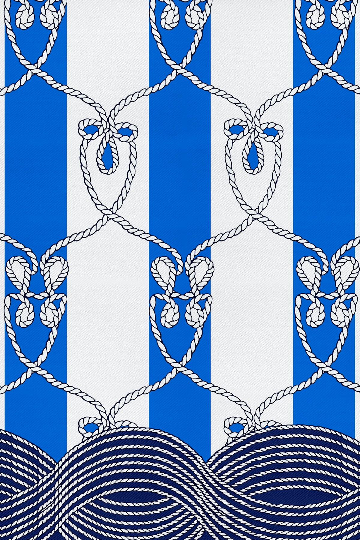 Marin Desenli Twill İpek Eşarp