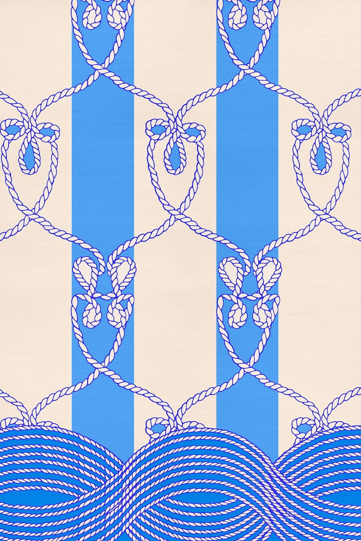 Marin Desenli Twill İpek Eşarp