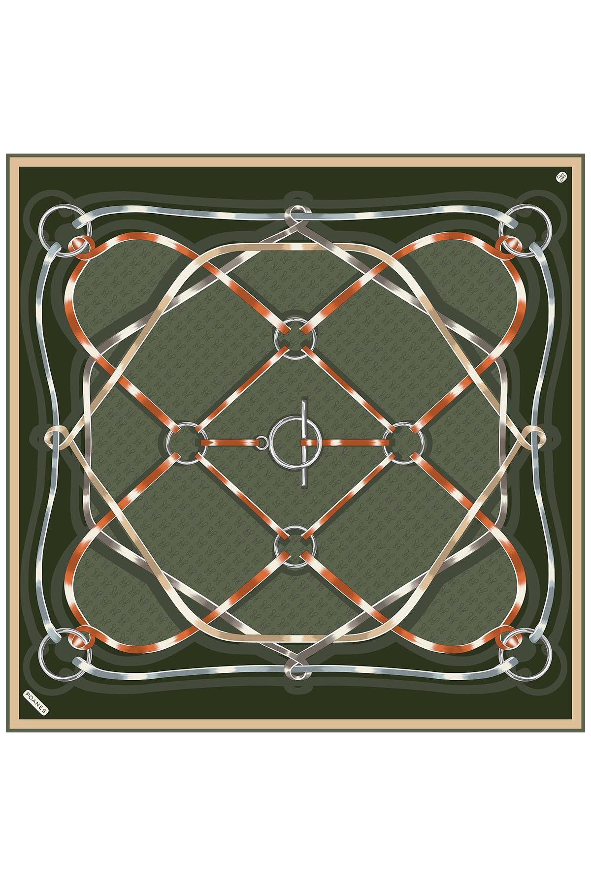 Marin Monogram Desenli Twill İpek Eşarp