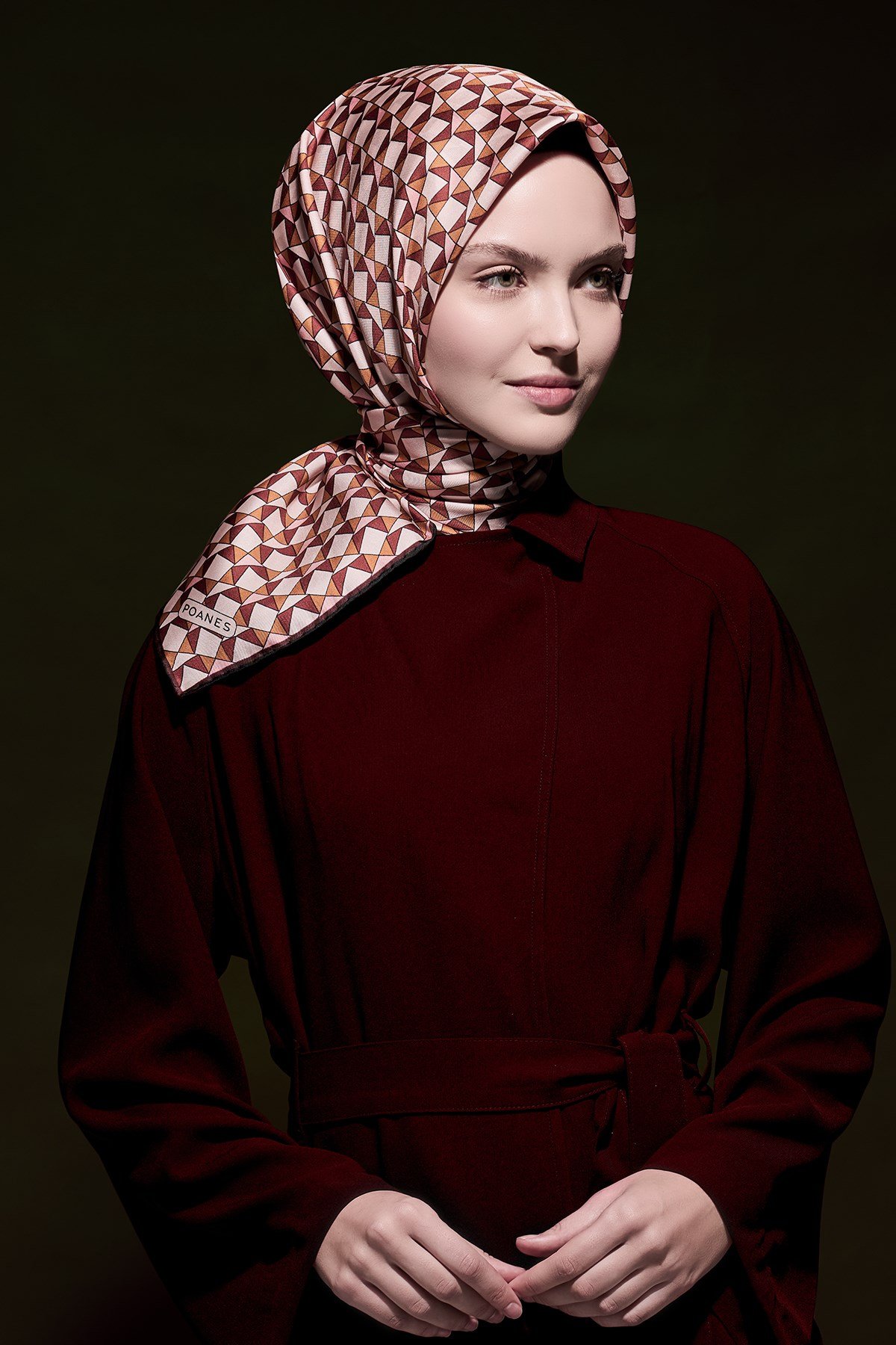 Minimal Desen Twill İpek Eşarp