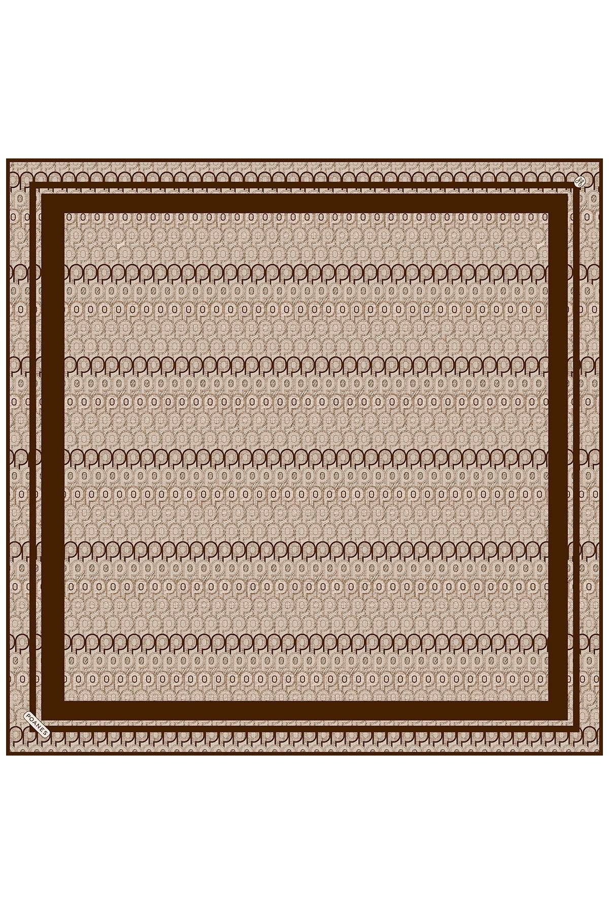 Monogram Desenli Twill İpek Eşarp