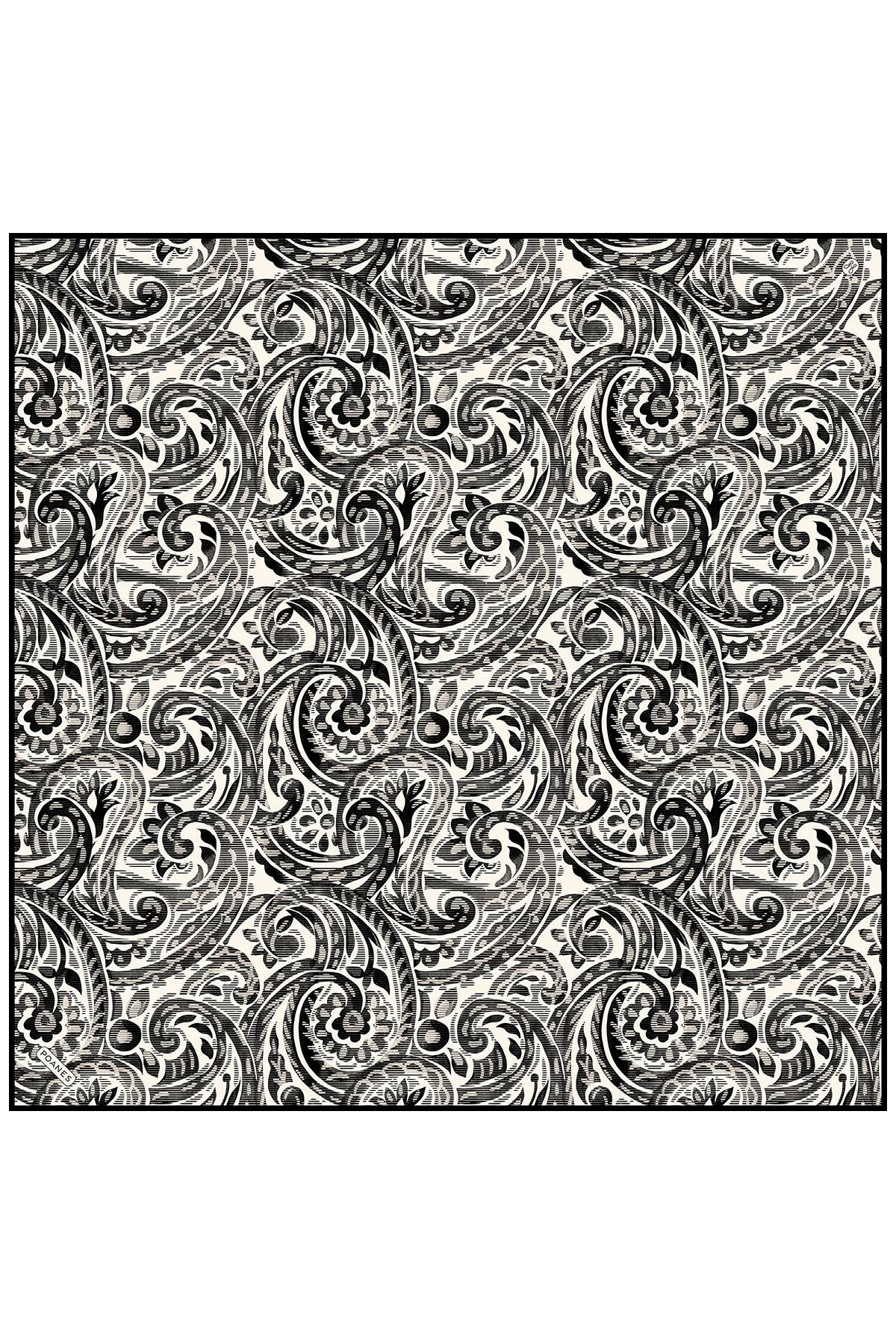 Paisley Dalgası Desenli Twill İpek Eşarp