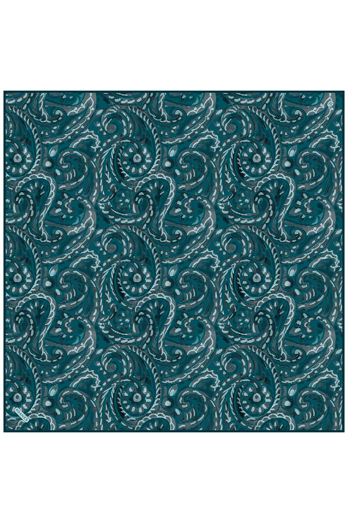 Paisley Dalgası Desenli Twill İpek Eşarp