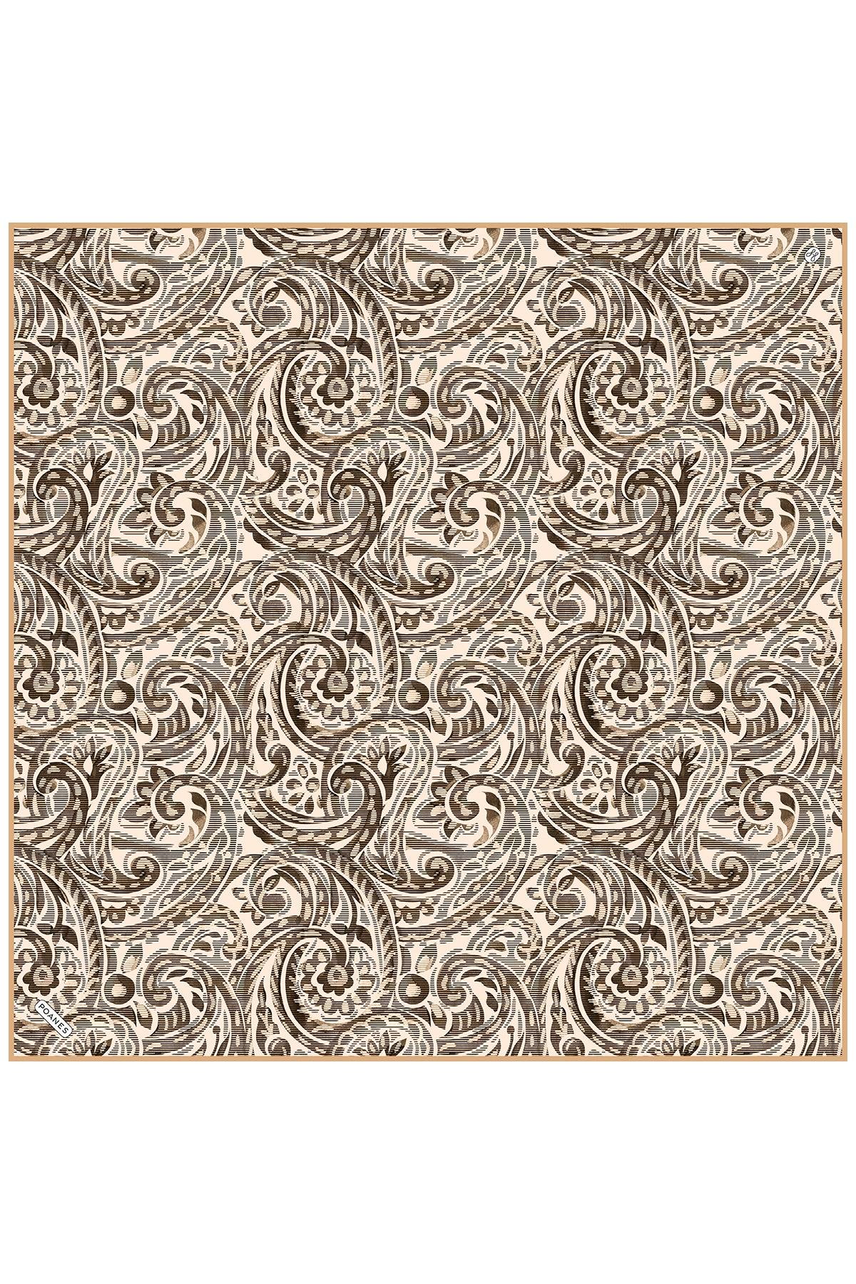 Paisley Dalgası Desenli Twill İpek Eşarp