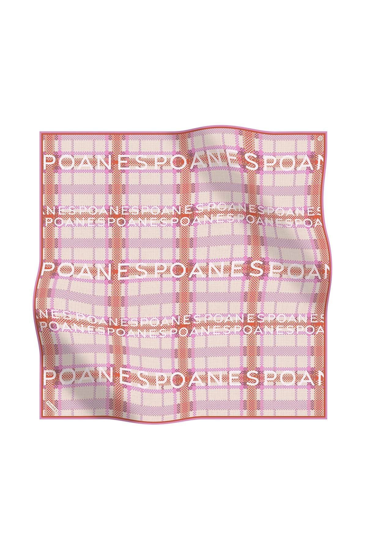 POANES EKOSE DESENLİ TWILL İPEK EŞARP