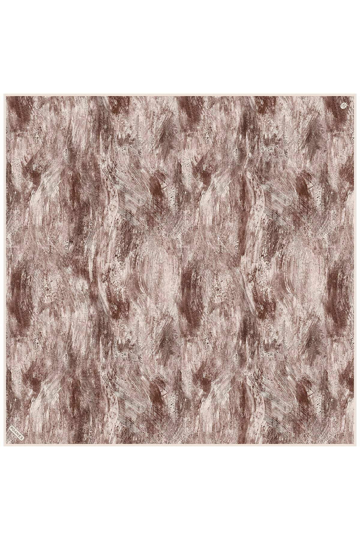 Soyut Fırça Desenli Twill İpek Eşarp