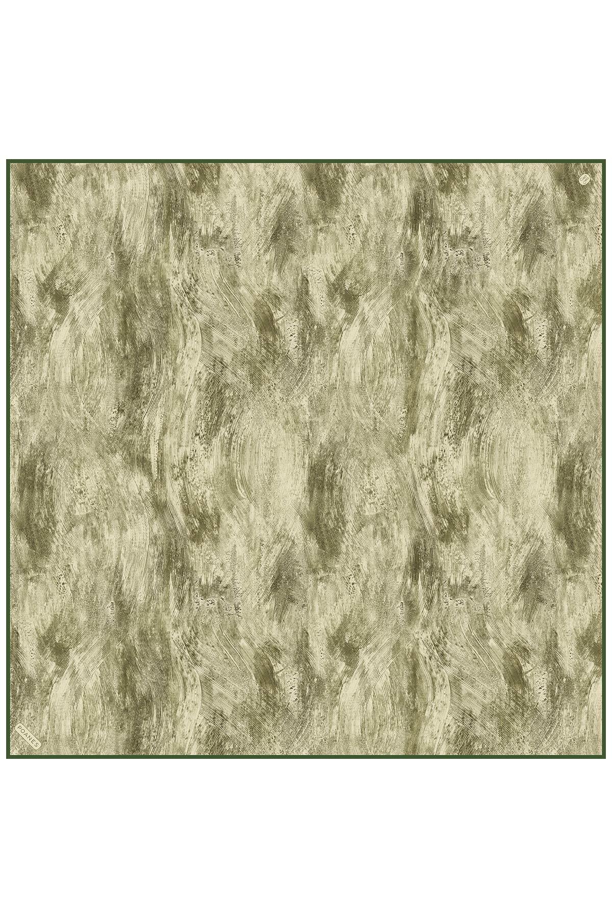 Soyut Fırça Desenli Twill İpek Eşarp