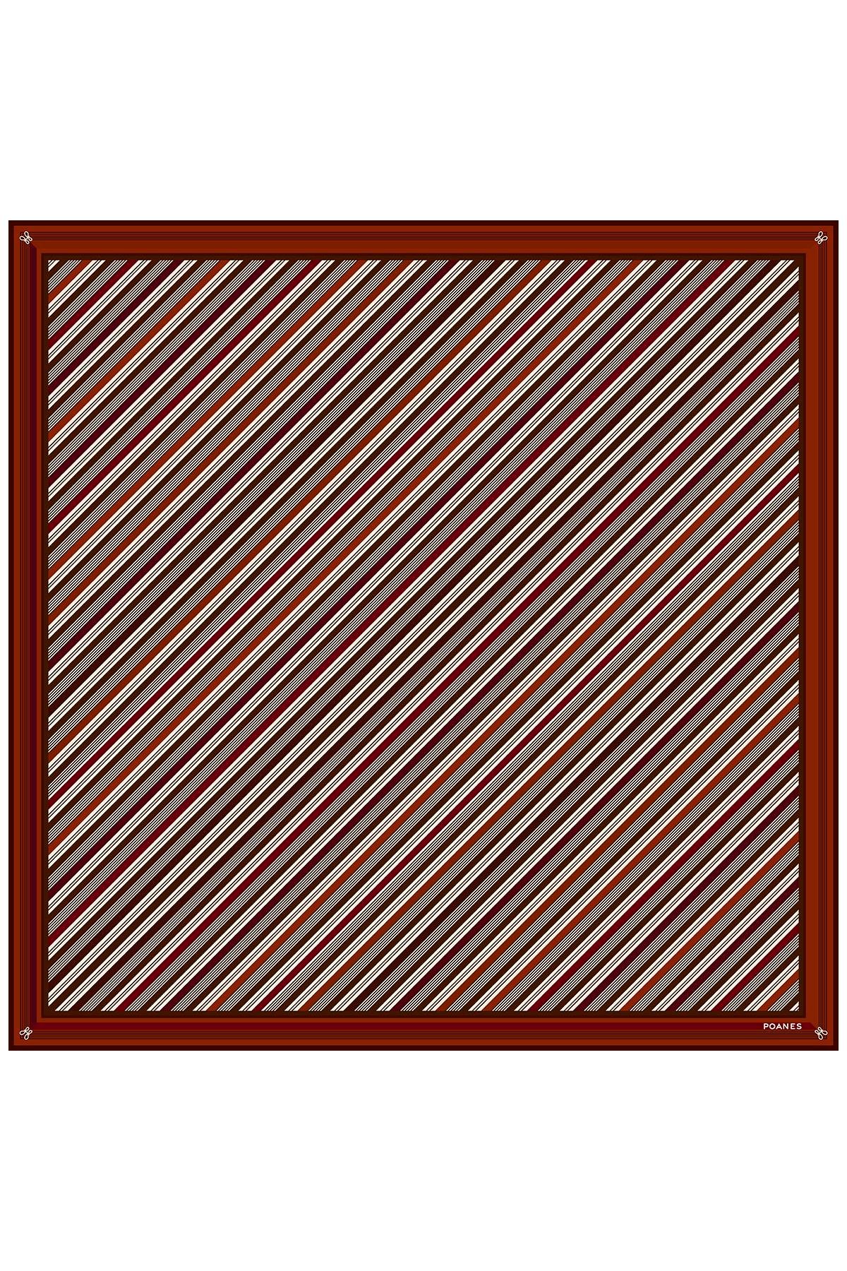 Verev Çizgi Desenli Twill İpek Eşarp