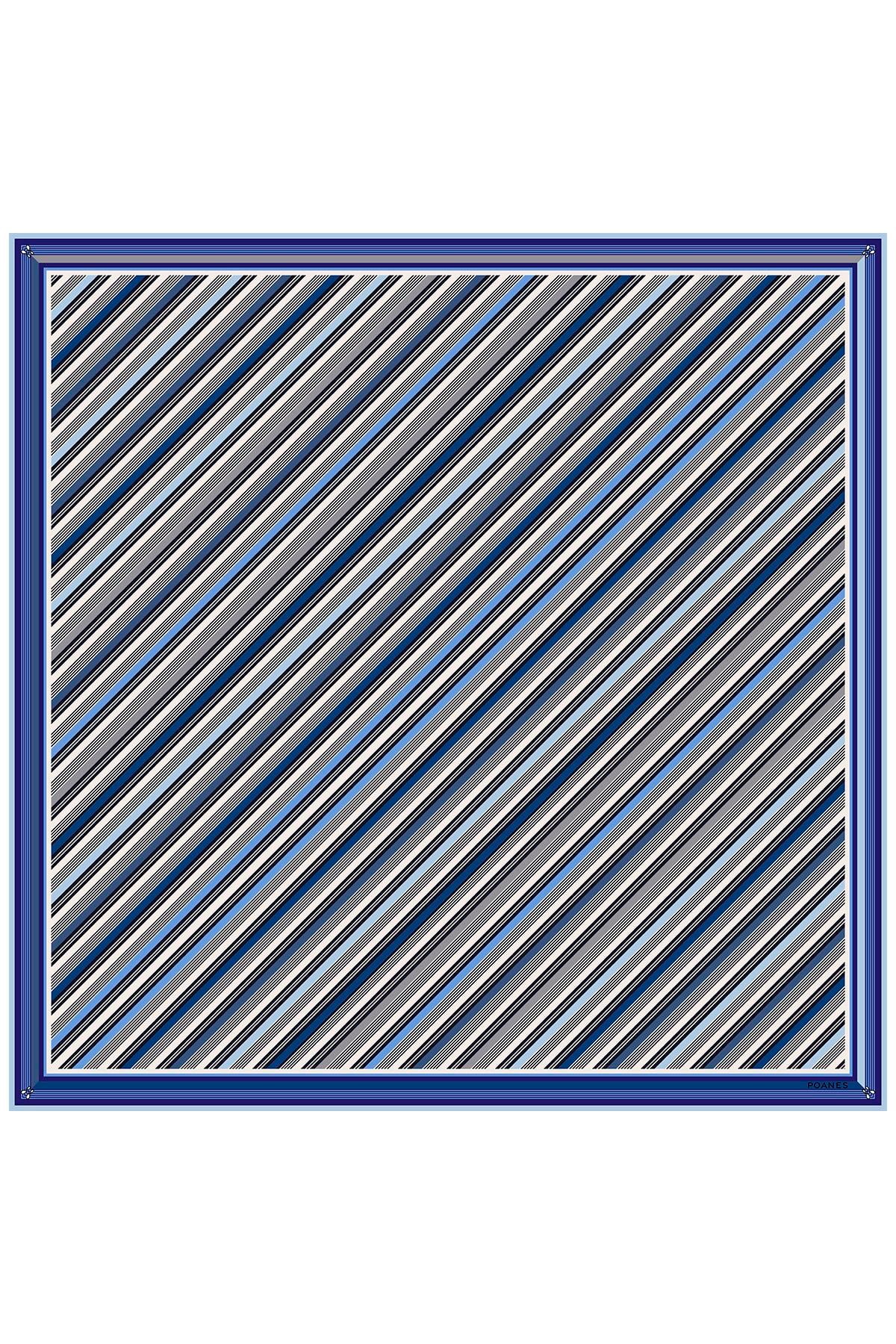 Verev Çizgi Desenli Twill İpek Eşarp