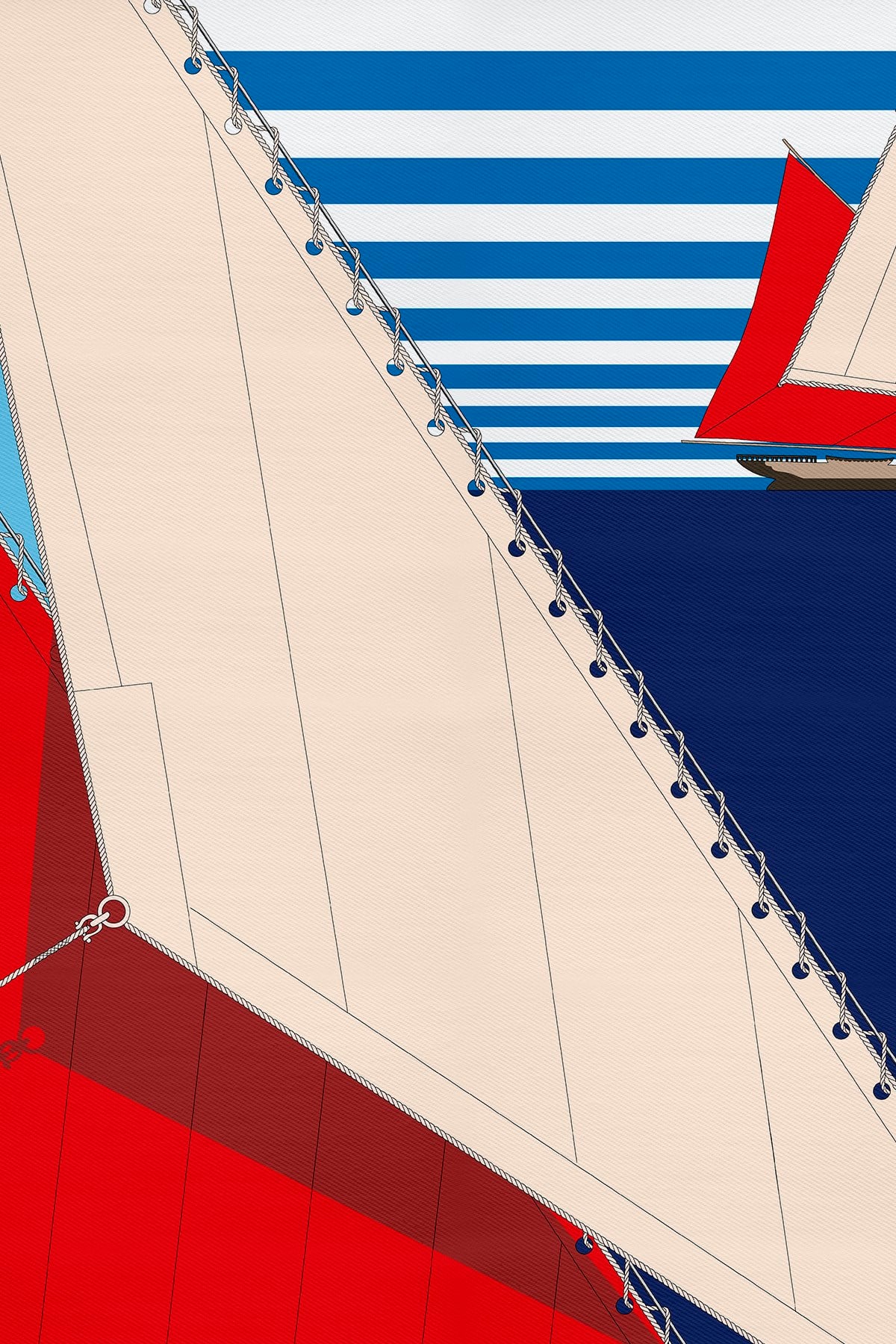 Yelken Çizgi Desen Twill İpek Eşarp
