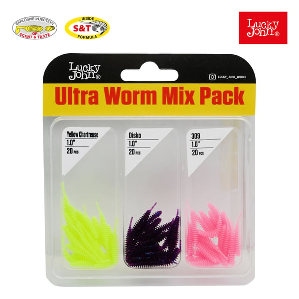 Lucky John Ultra Worm 1'' 2.54cm (60 Adet) Silikon Yem - S88/S63/309G