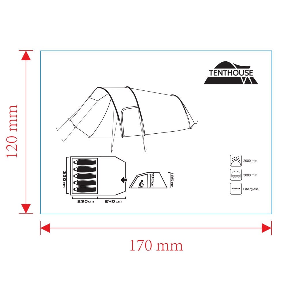 Tenthouse Tunnel 5 Kişilik Yüksek Çadır 470*330-195