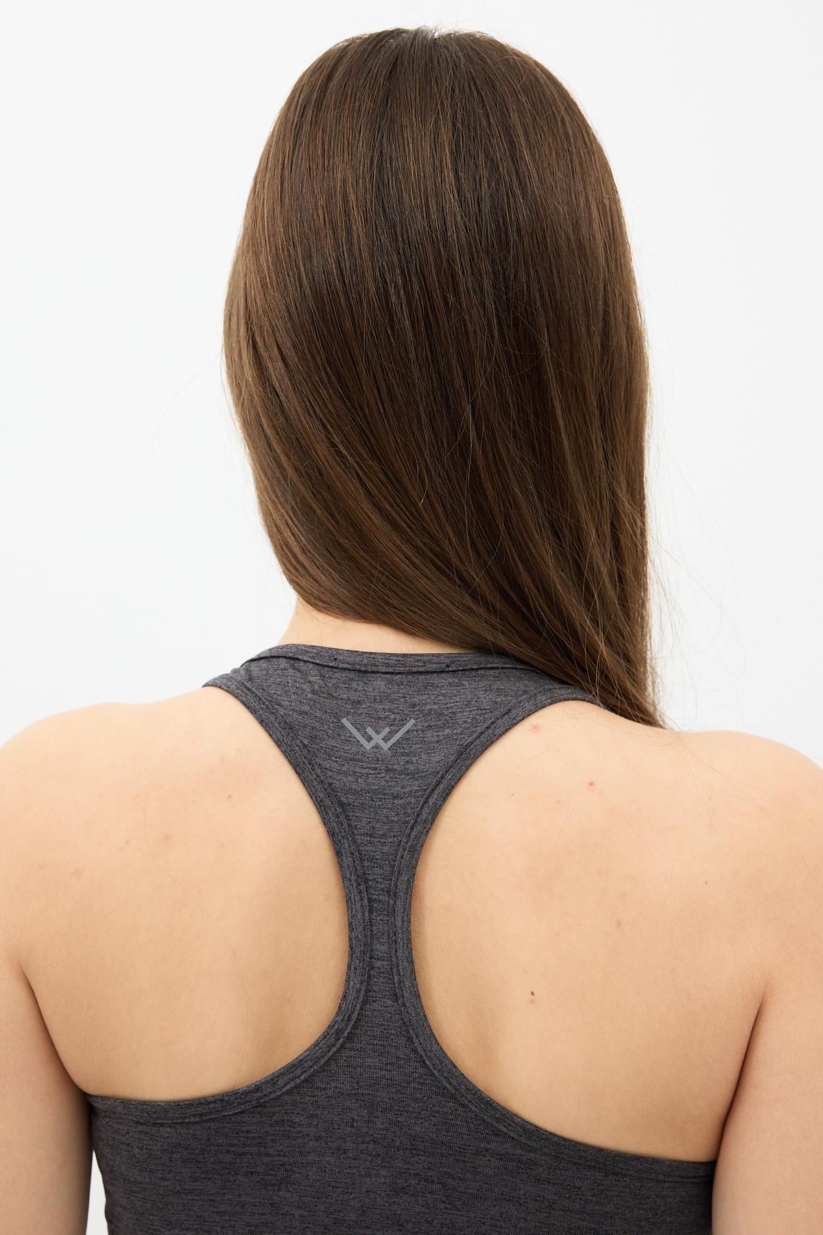 Gizli Cepli Yüksek Bel Açık Antrasit Spor Tayt Takımı - Crop büstiyerli Yoga ve Fitness Seti