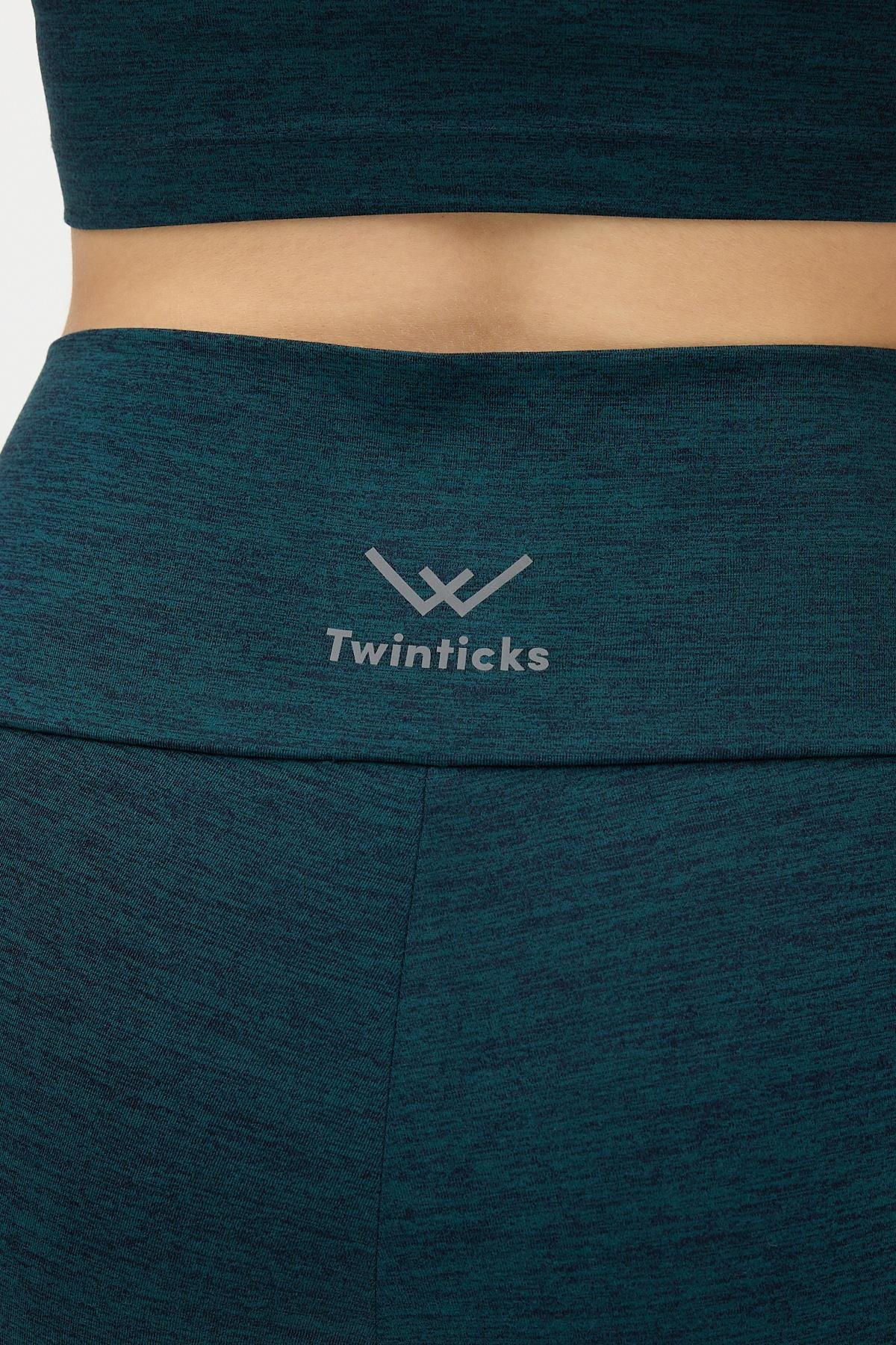 Gizli Cepli Yüksek Bel Yeşil Spor Tayt Takımı - Crop büstiyerli Yoga ve Fitness Seti