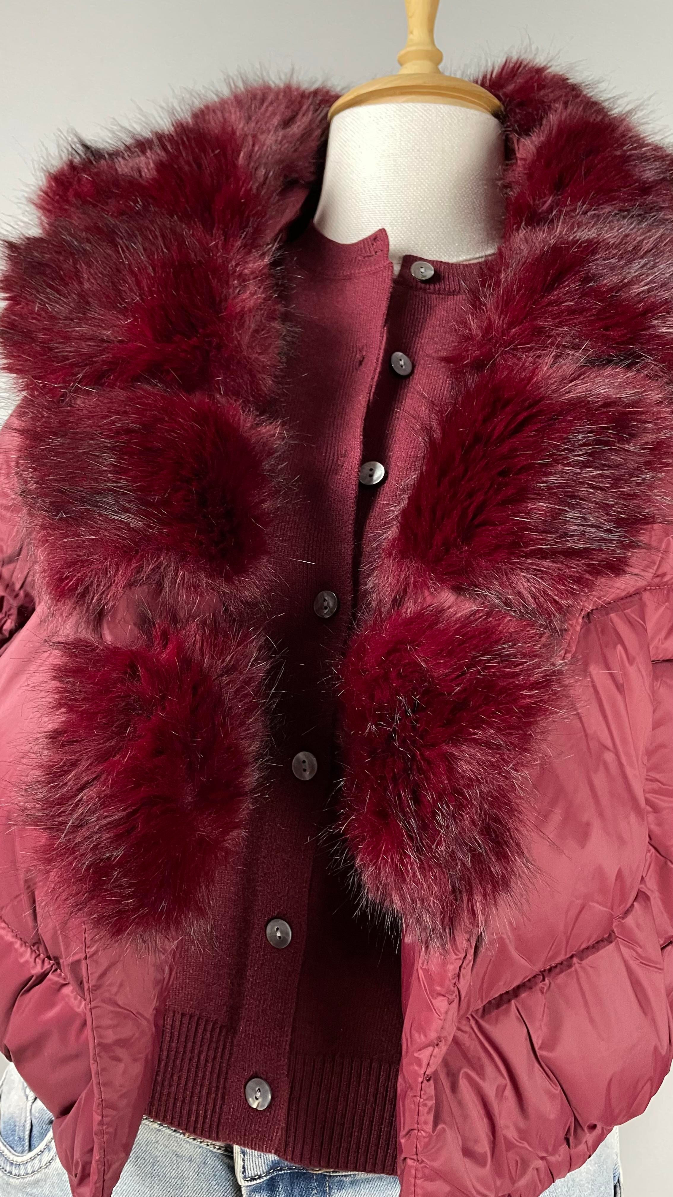 Bordo Kürk Yaka Kışlık Mont