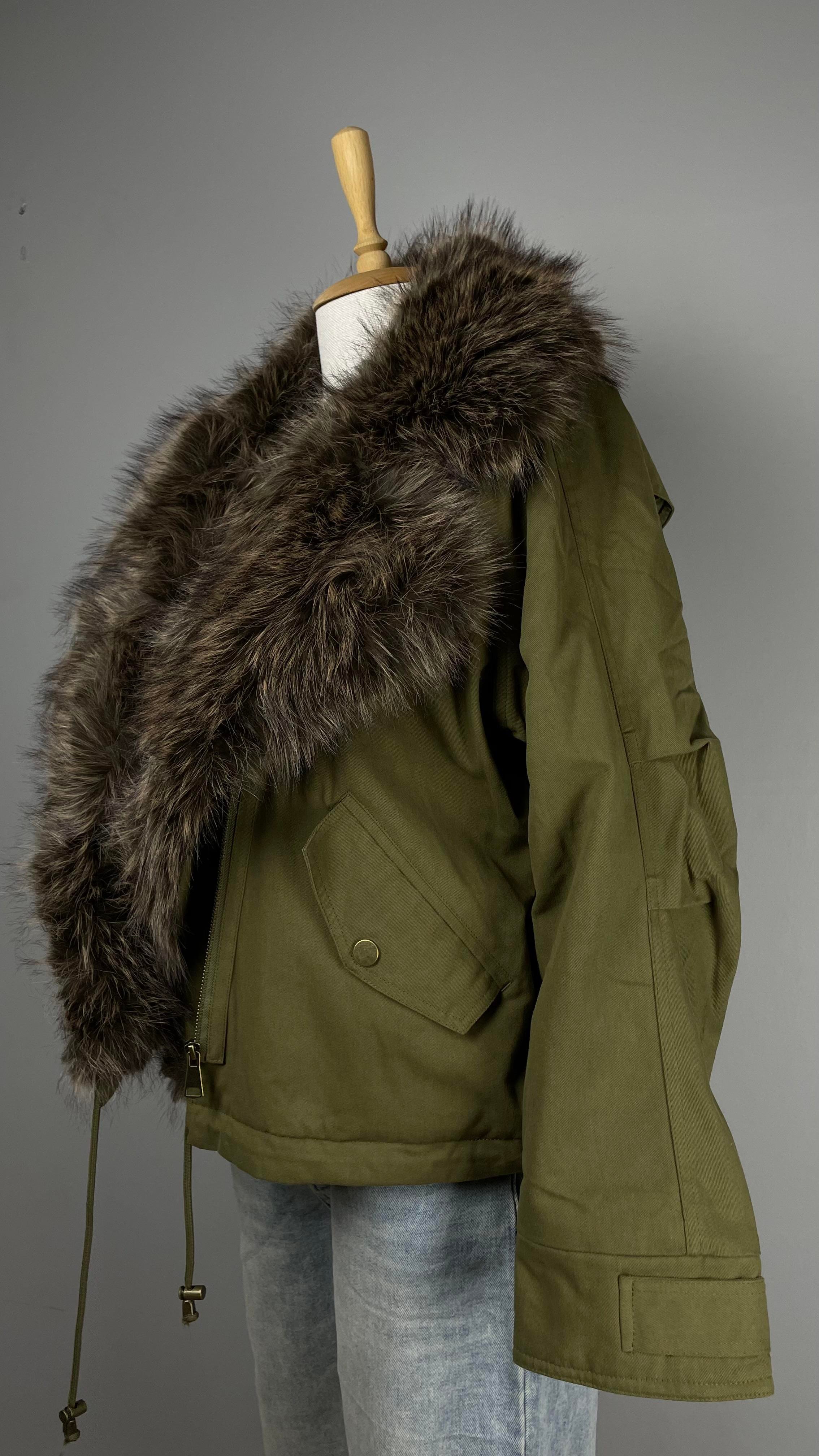Kürk Yakalı Kısa Parka Mont