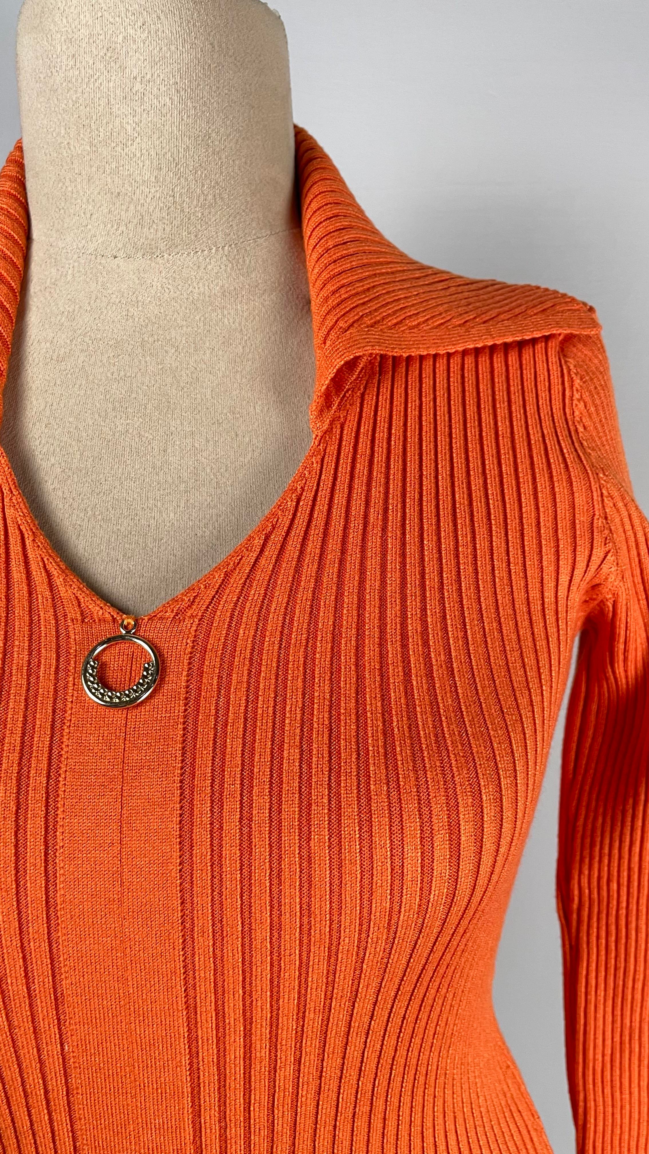 Polo Yaka Fitilli Oranj Bluz