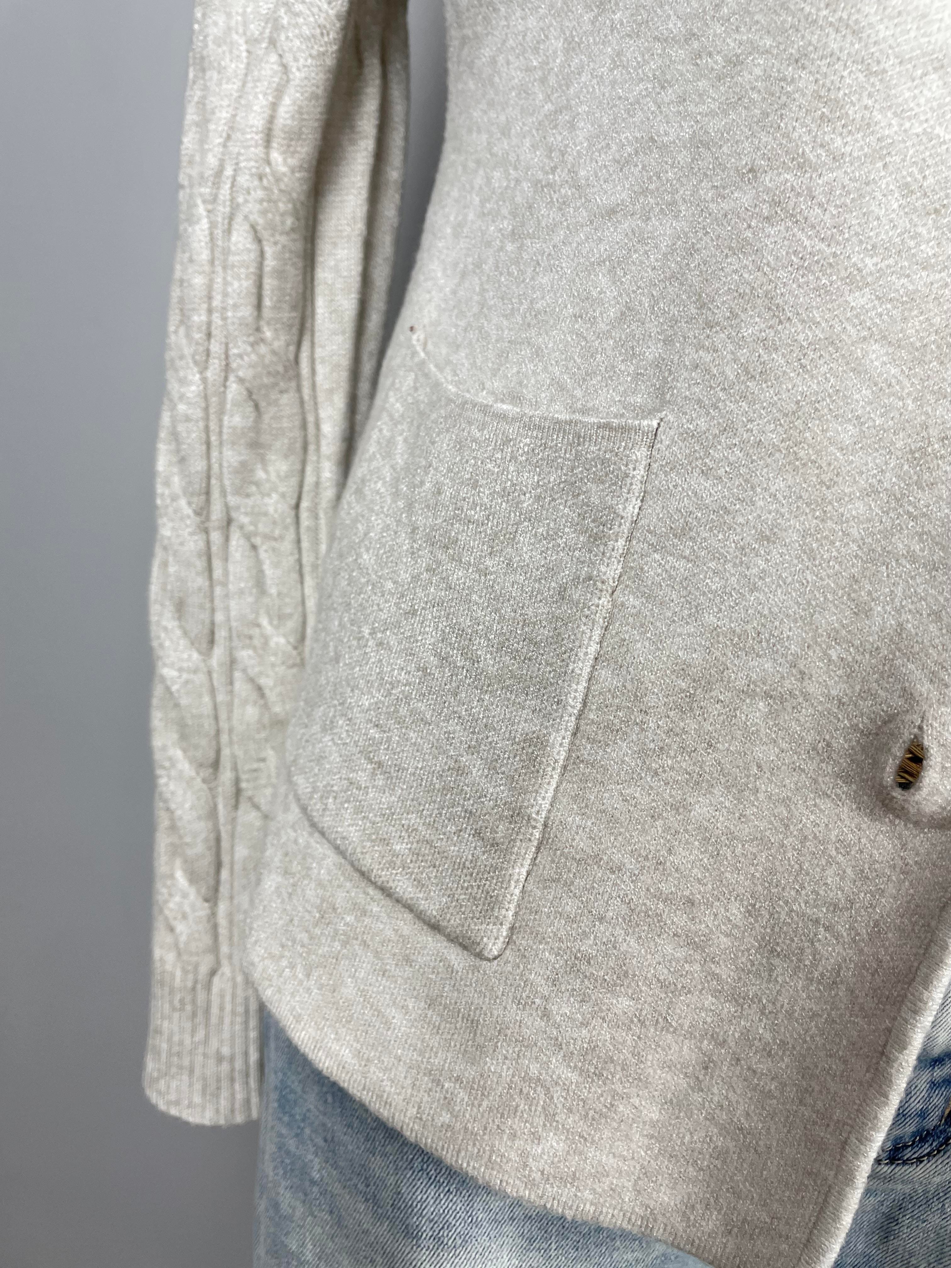 Taş Rengi Blazer Ceket Formunda Triko Hırka