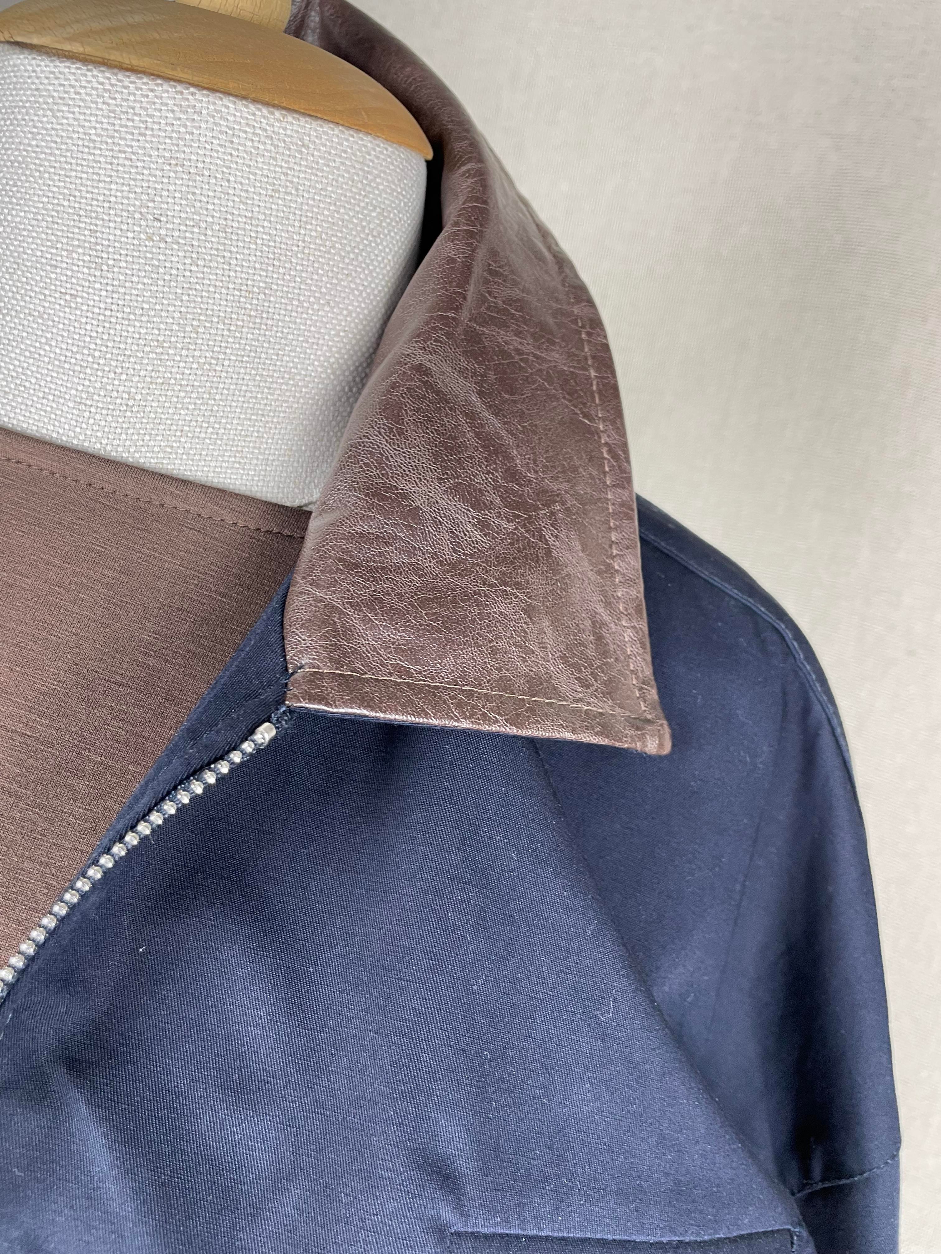 Yakası Deri Oversize Bomber Laci Mont