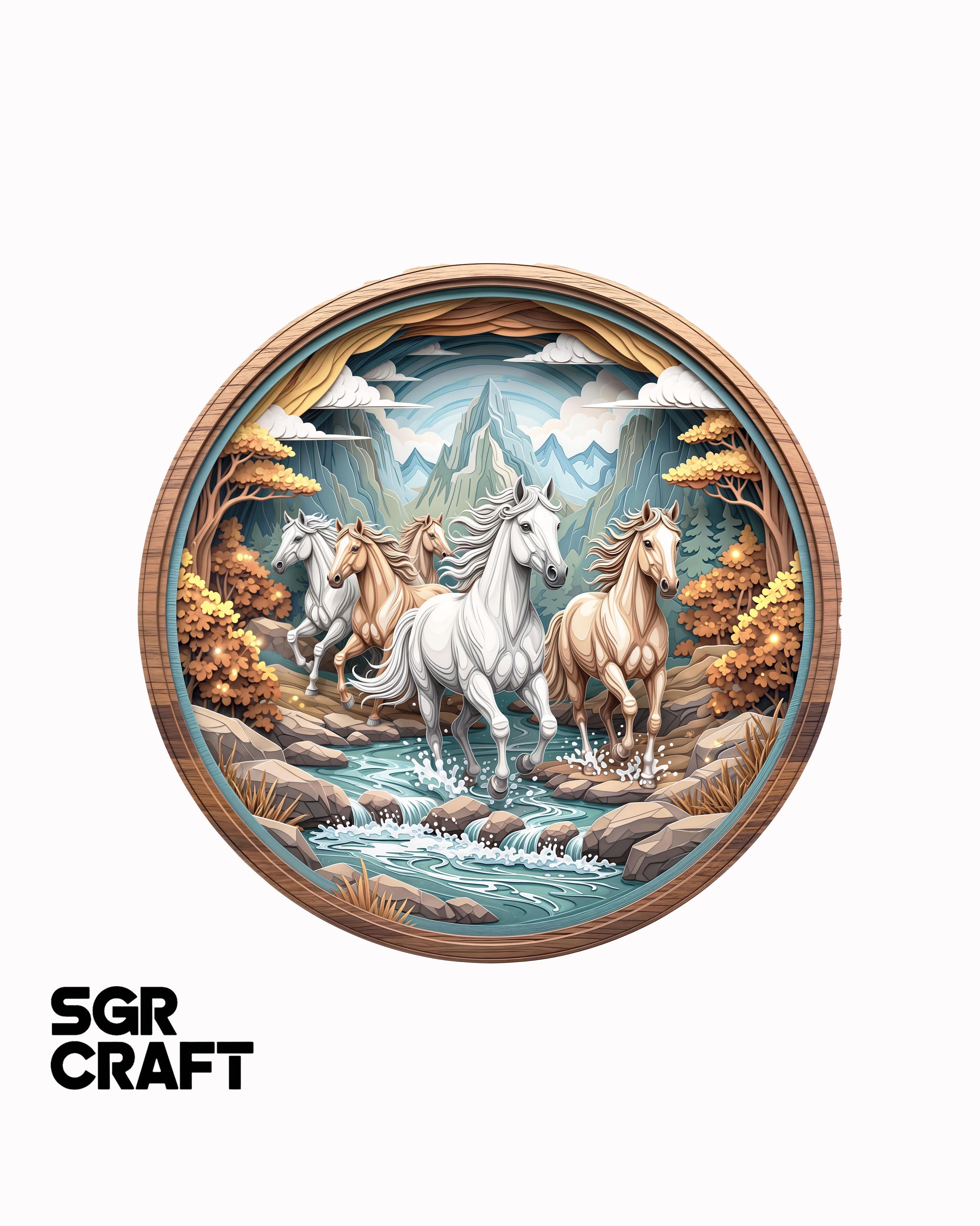 Özgür Atlar – Doğa Manzaralı Ahşap Puzzle | SGR Craft