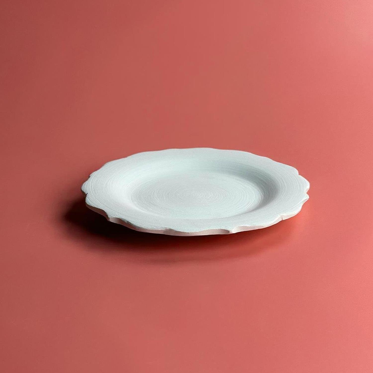 13 Cm Rölyefli Kupa Fincan Tabağı - Seramik Bisküvi