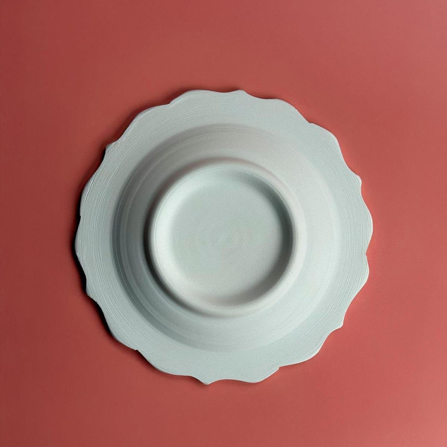 13 Cm Rölyefli Kupa Fincan Tabağı - Seramik Bisküvi