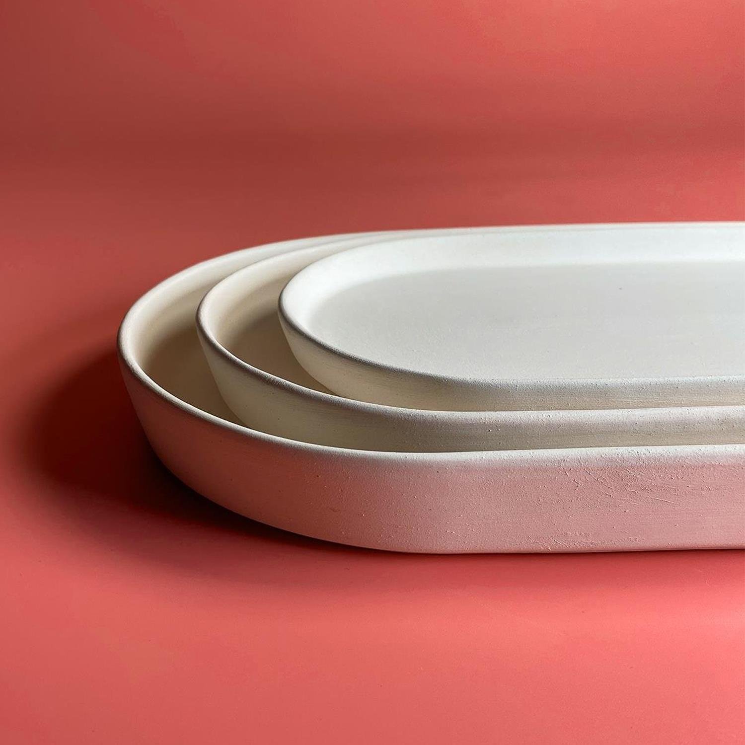 Dik Kenarlı Oval Tabak (Kutulu) - Seramik Bisküvi