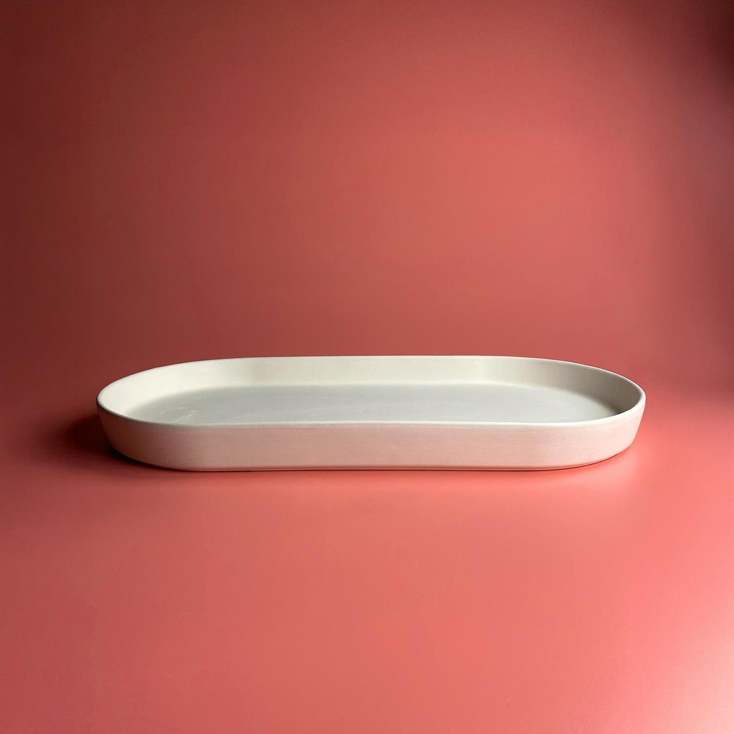 Dik Kenarlı Oval Tabak (Kutulu) - Seramik Bisküvi