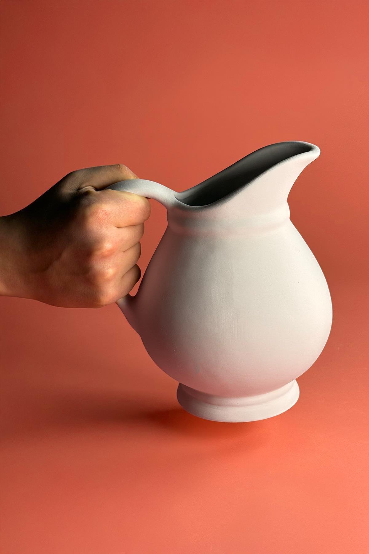 XL Jug Sürahi Seramik Bisküvi