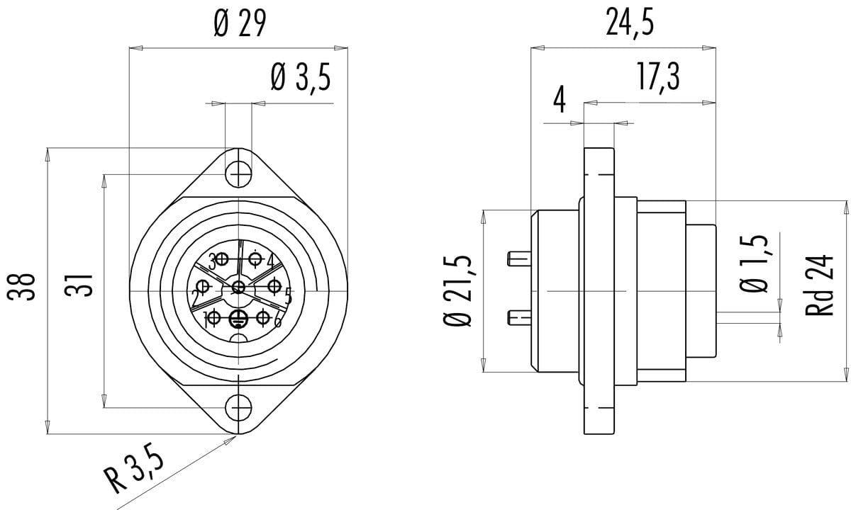 09 4227 00 07 Binder IP67 7 Pin Erkek Konnektör